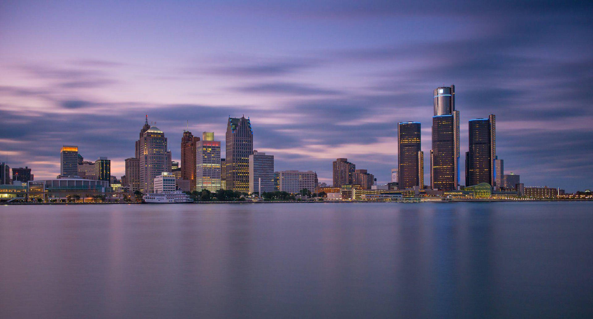 Detroit Pink Sky Panorama Background