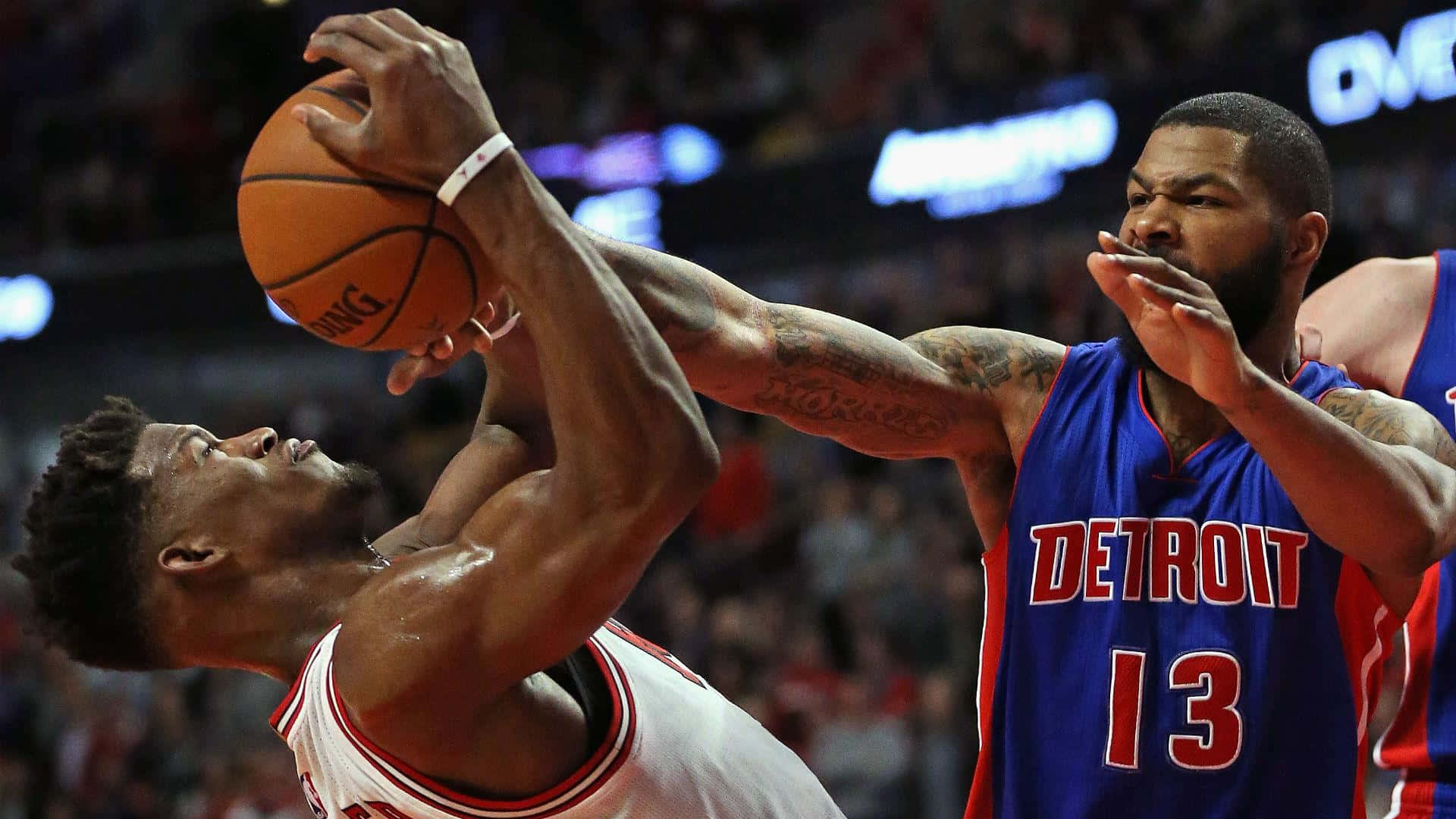 Detroit Pistons Marcus Morris Versus Chicago Bulls Jimmy Butler
