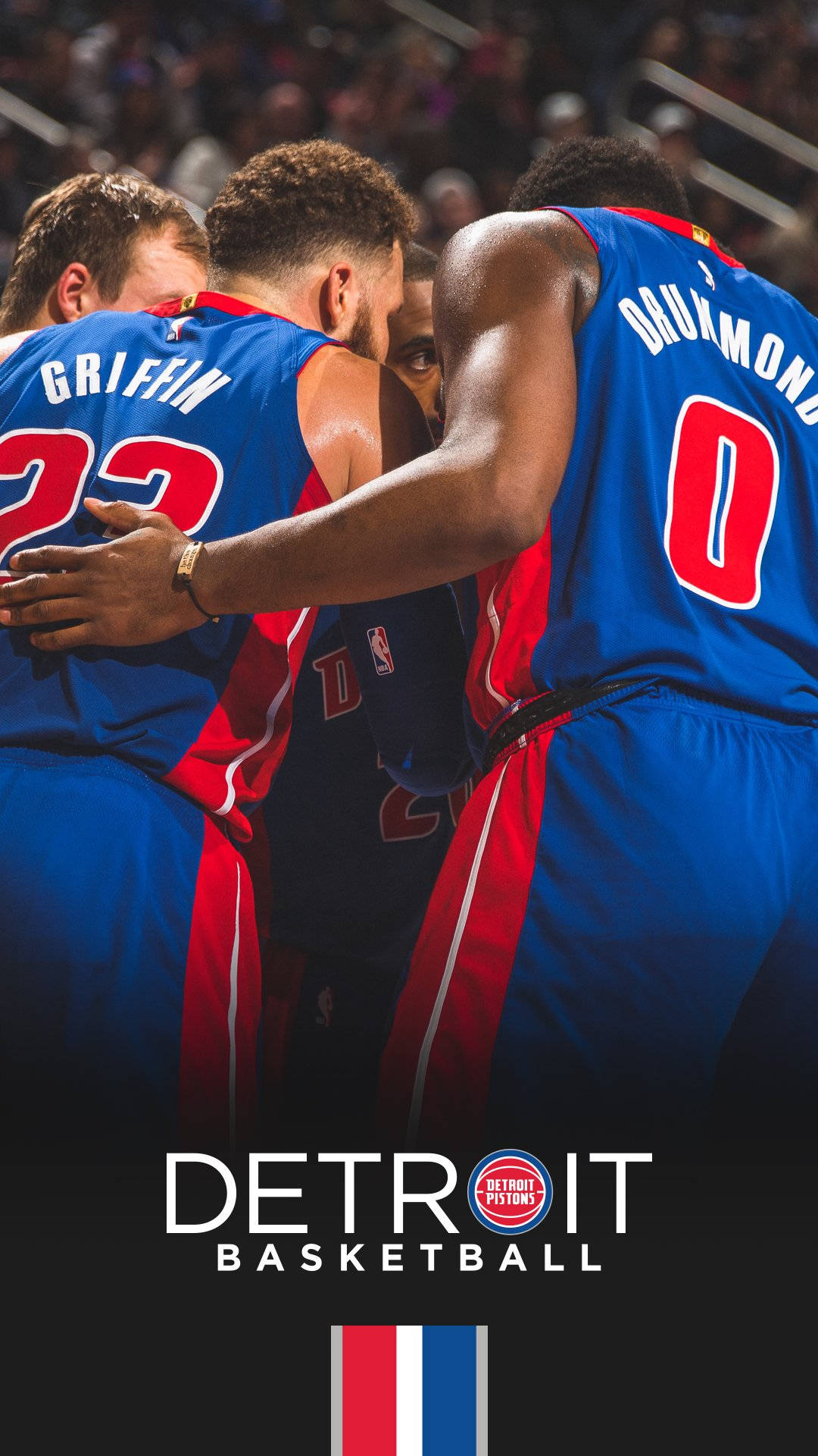 Detroit Pistons Players Huddled Background