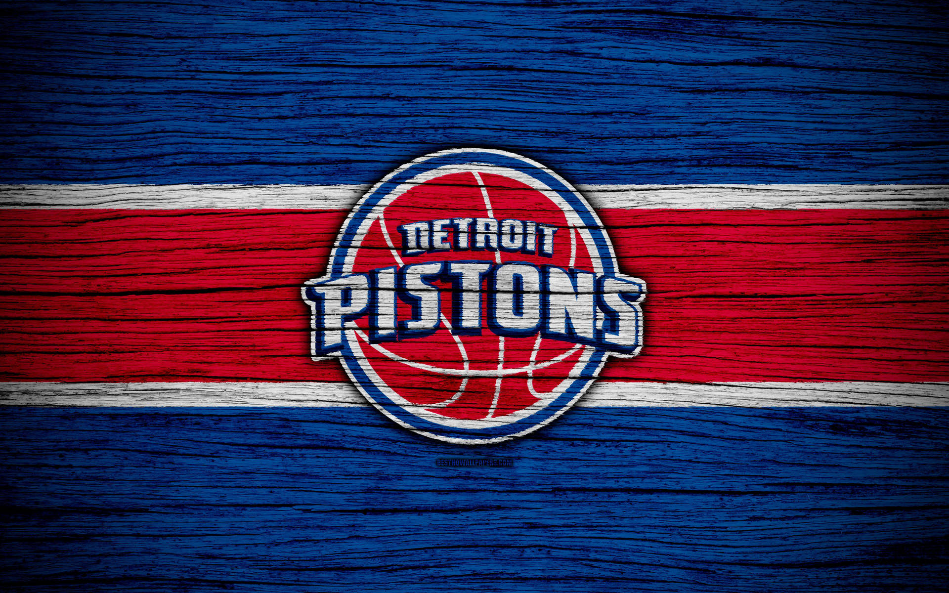 Detroit Pistons Red Blue Wood Texture Background