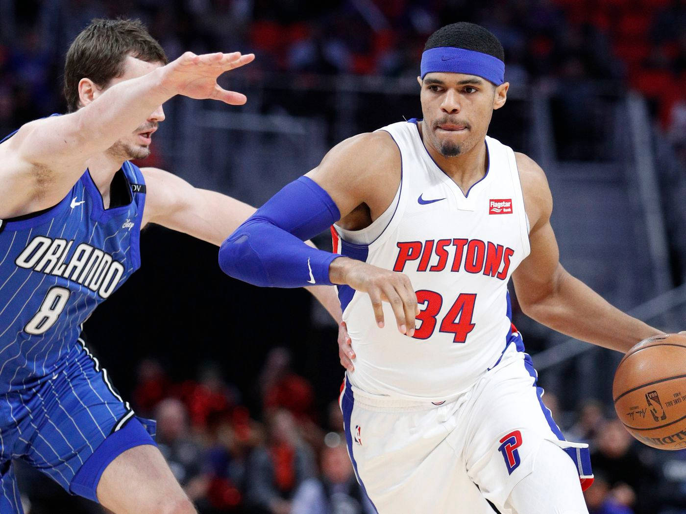 Detroit Pistons Tobias Harris Candid Game Shot Background