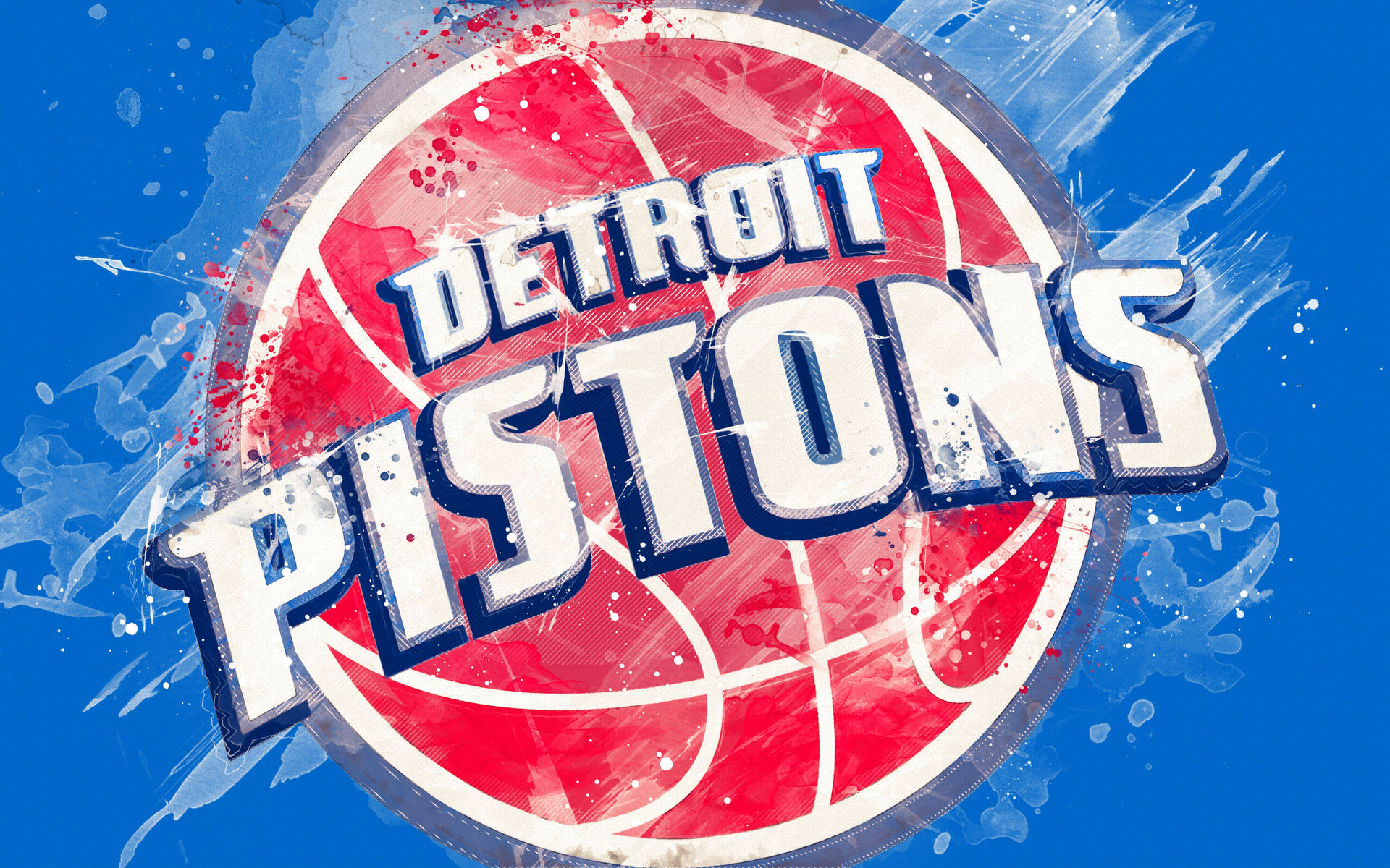 Detroit Pistons White Paint Brush Pattern Background