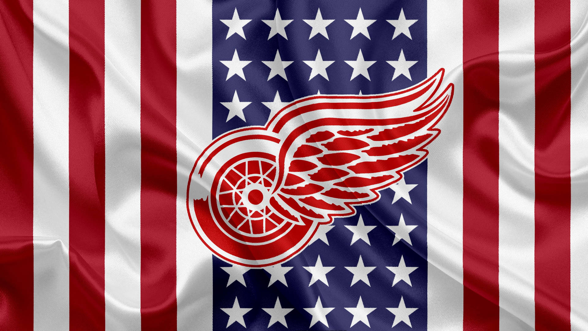 Detroit Red Wings And American Flag