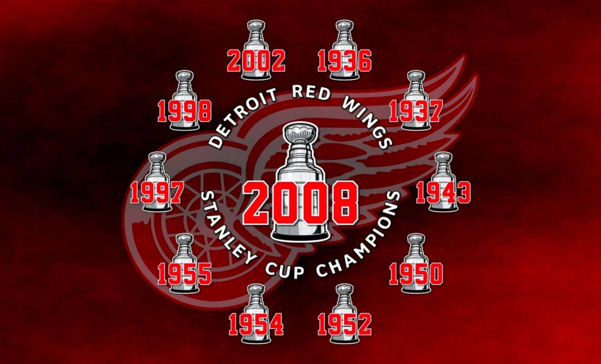 Detroit Red Wings Championship Trophies Background