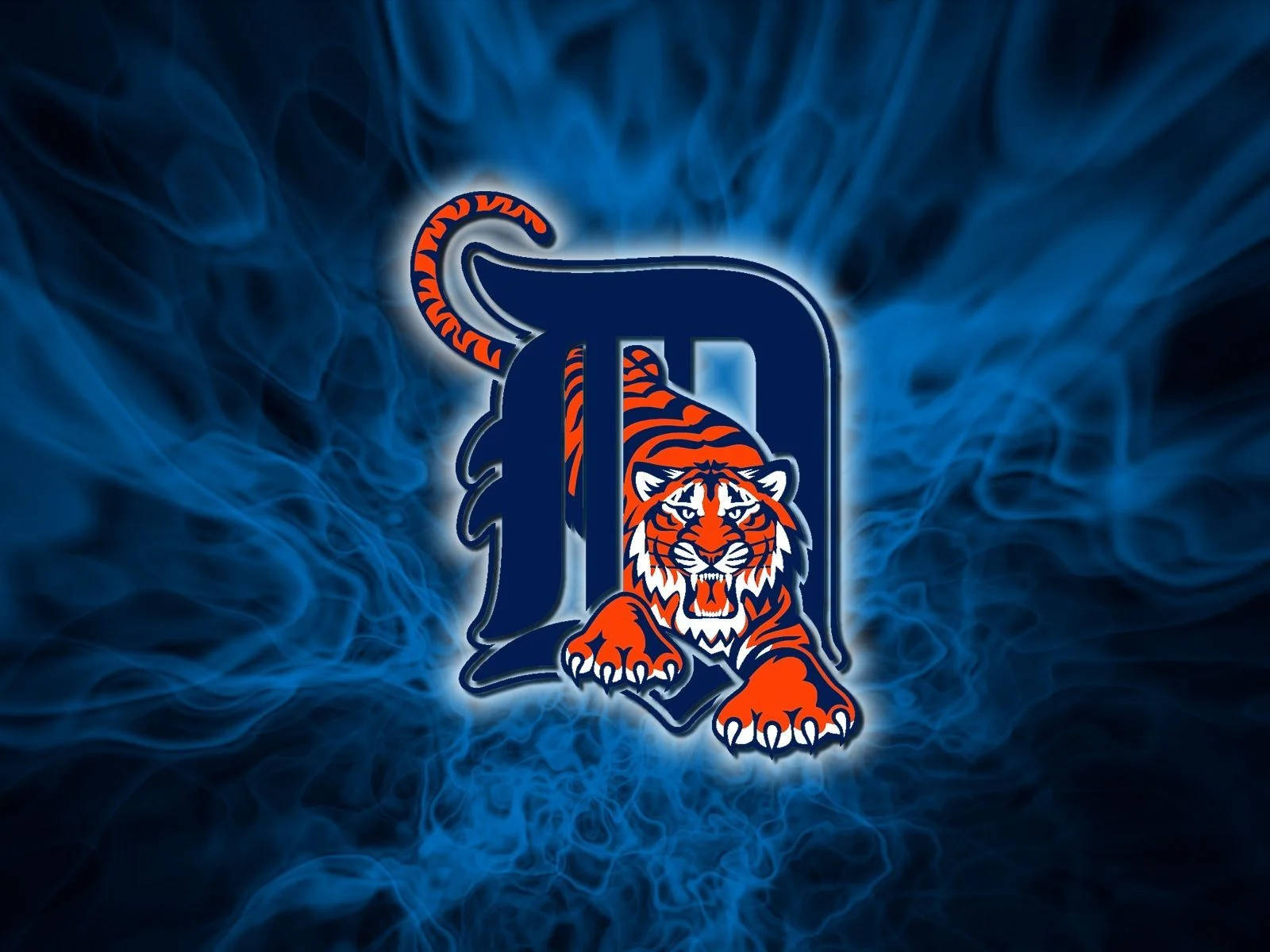 Detroit Tigers Flaming Blue Logo Background