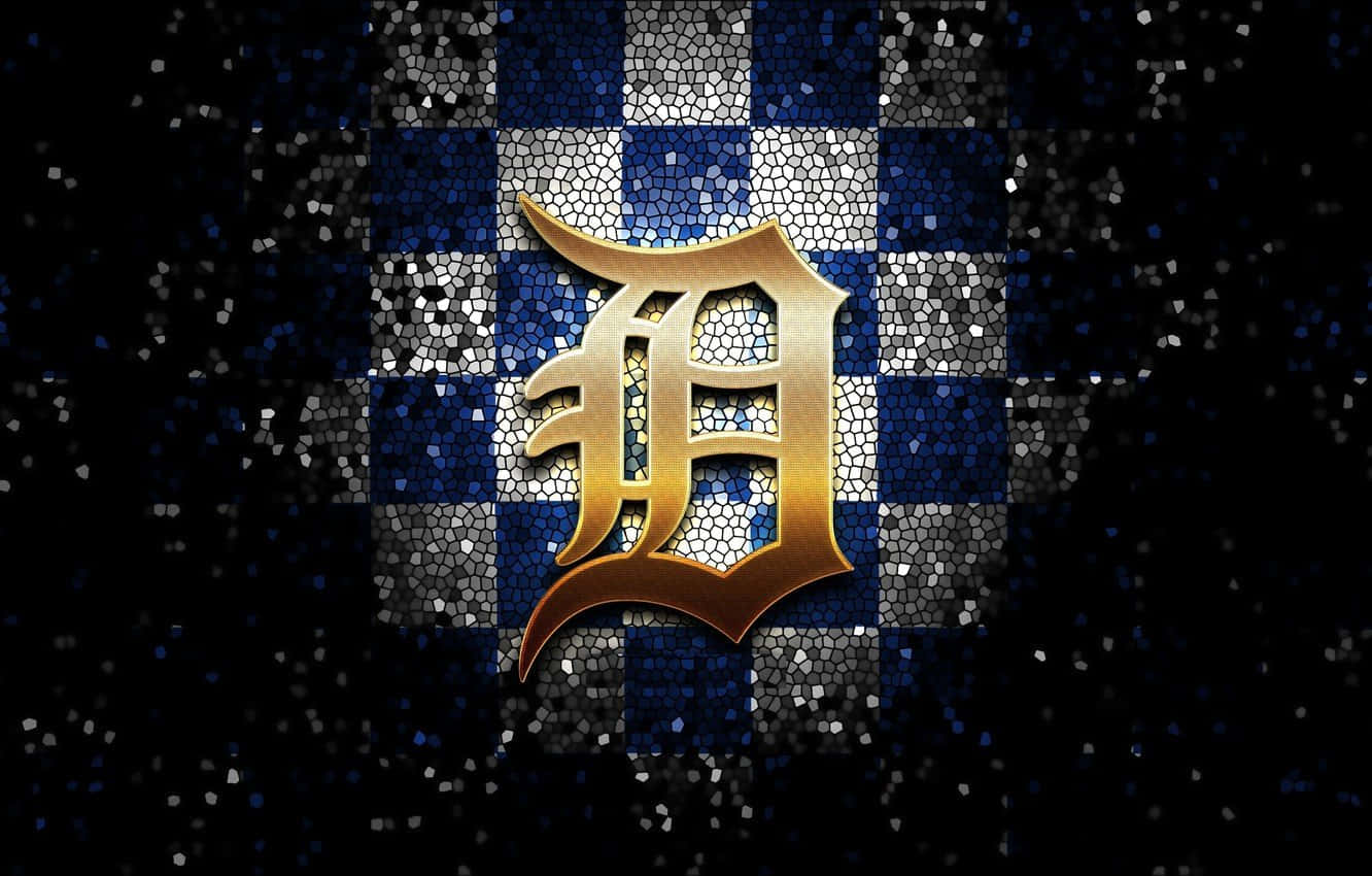 Detroit Tigers Logo Blue And White Checkered Background Background