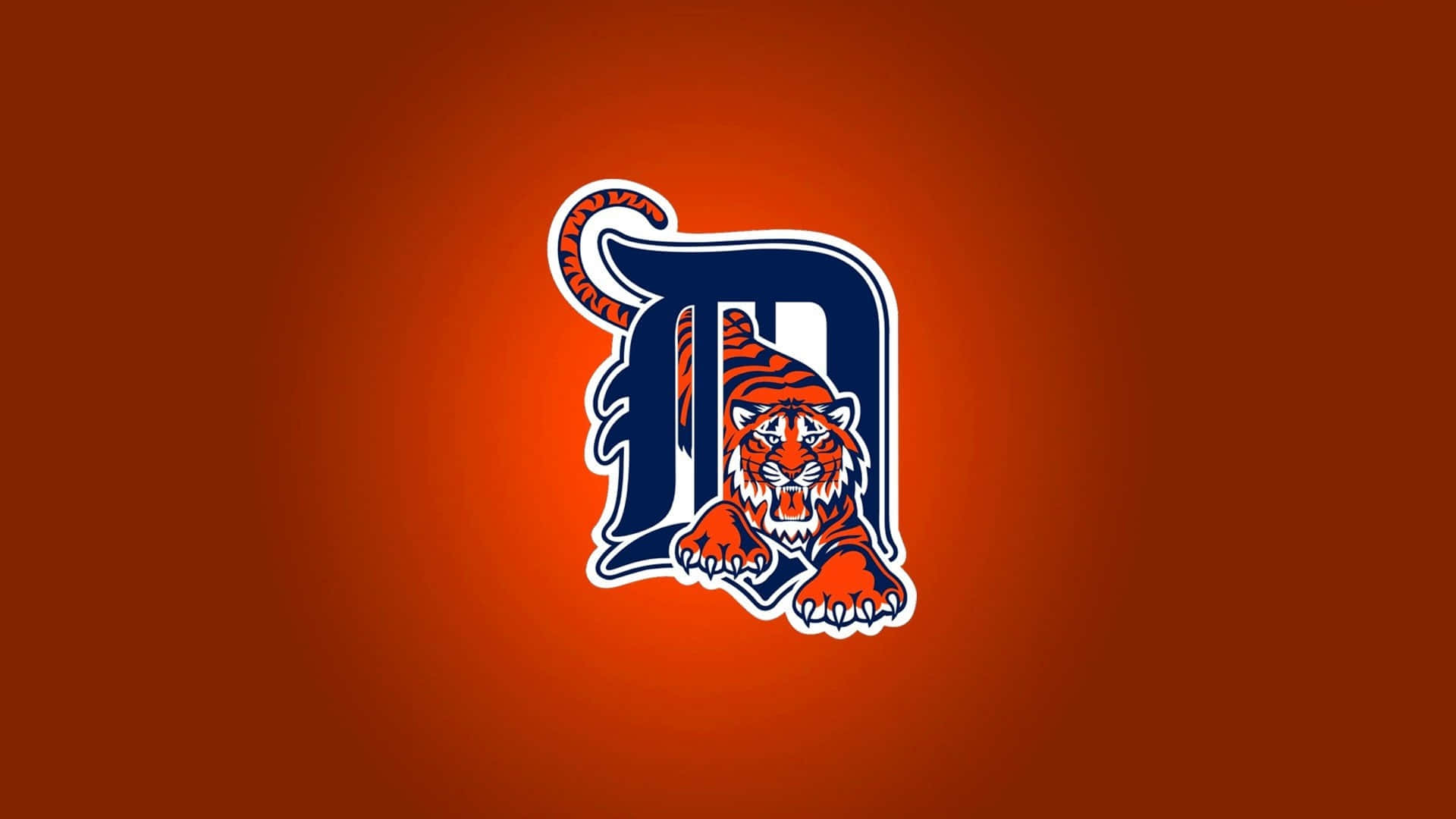 Detroit Tigers Logo Blue Font Against Red Background Background
