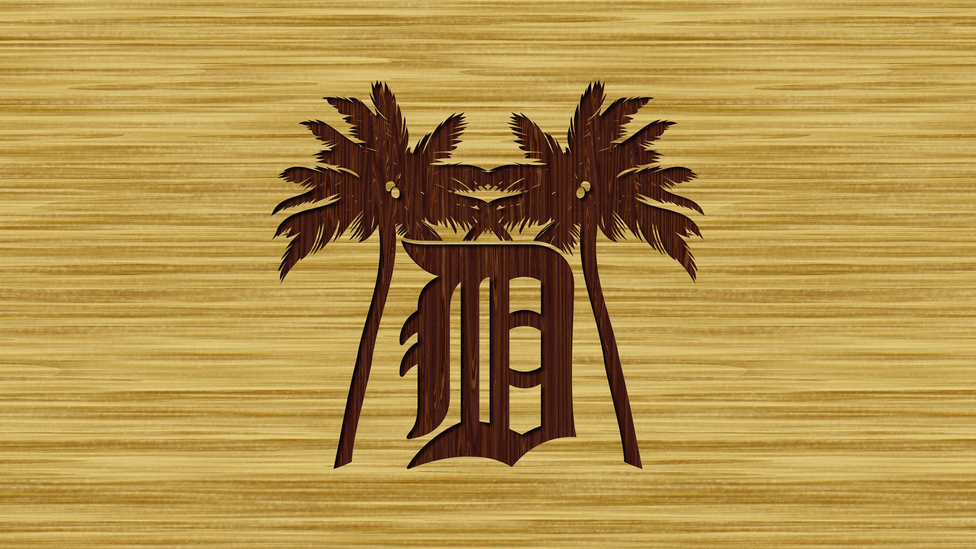 Detroit Tigers Wooden Brown Logo Background