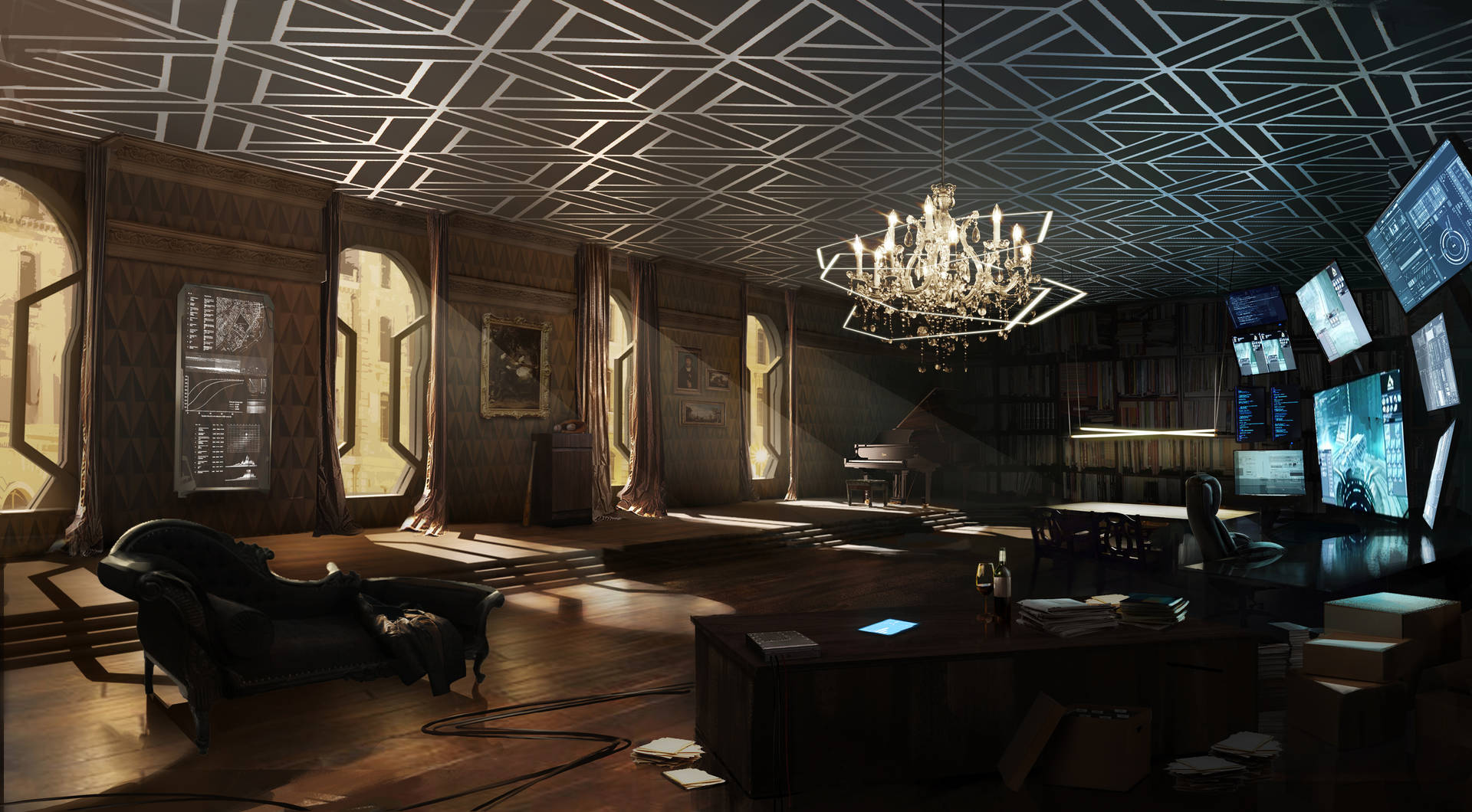 Deus Ex Mankind Divided Futuristic Interior Background
