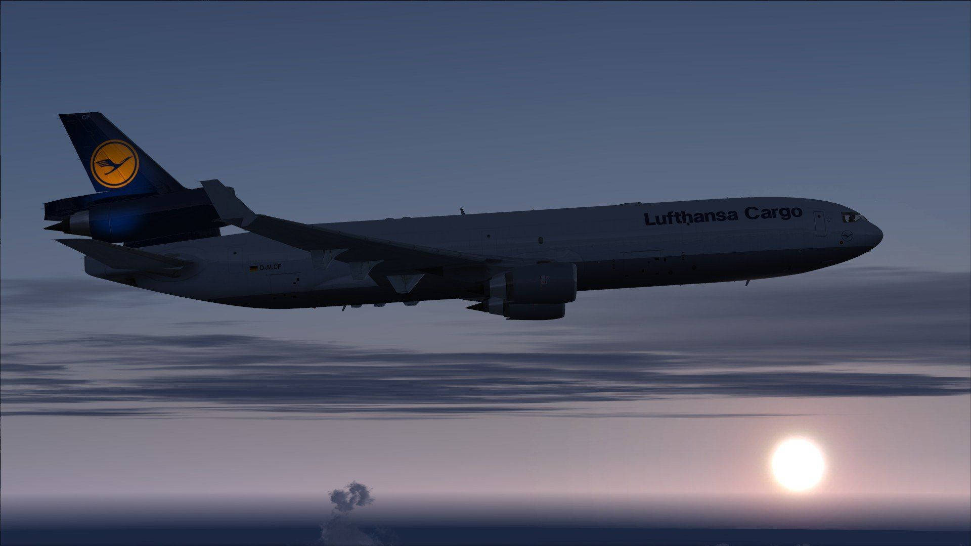 Deutsche Lufthansa Plane Flying Above The Sun