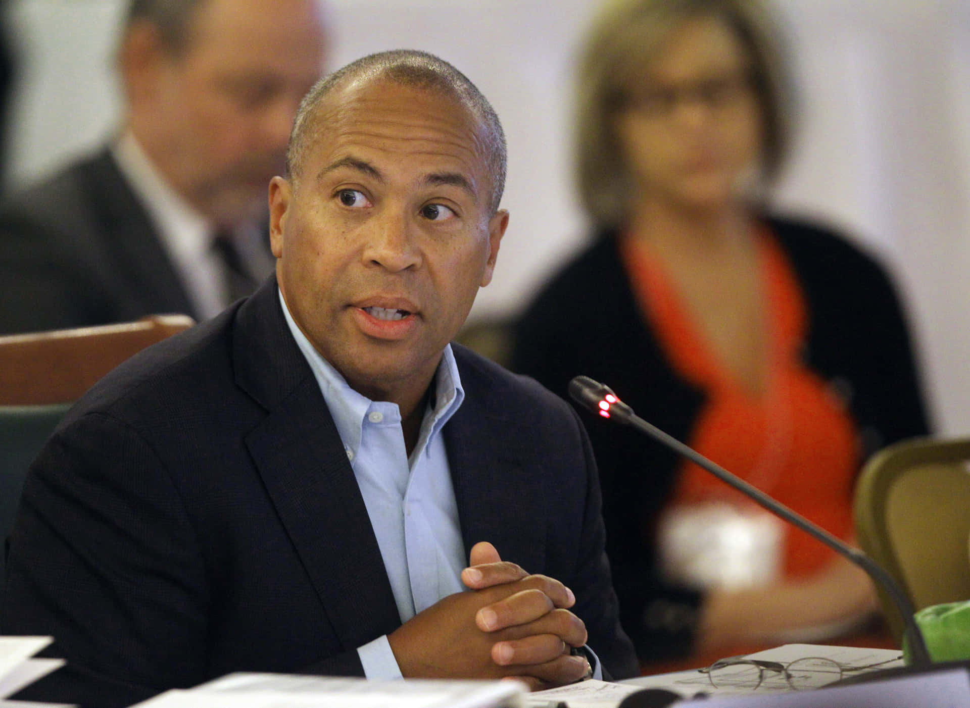 Deval Patrick At A Meeting Background