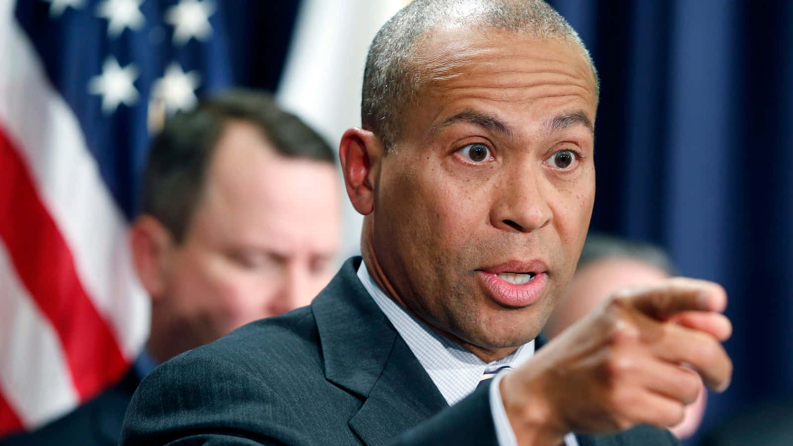 Deval Patrick Engaged In Discussion Background