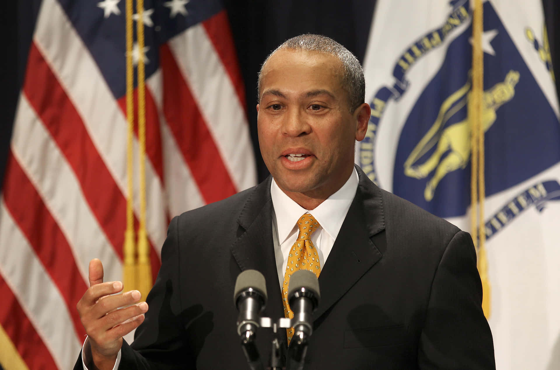 Deval Patrick Middle Of Talking Background