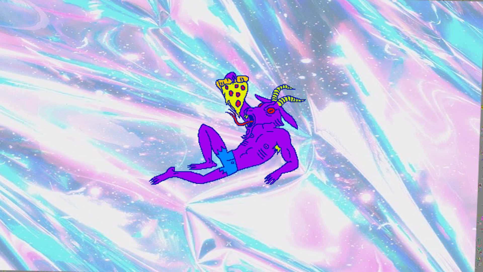 Devil Creature Holding A Brisk Slice Of Pizza