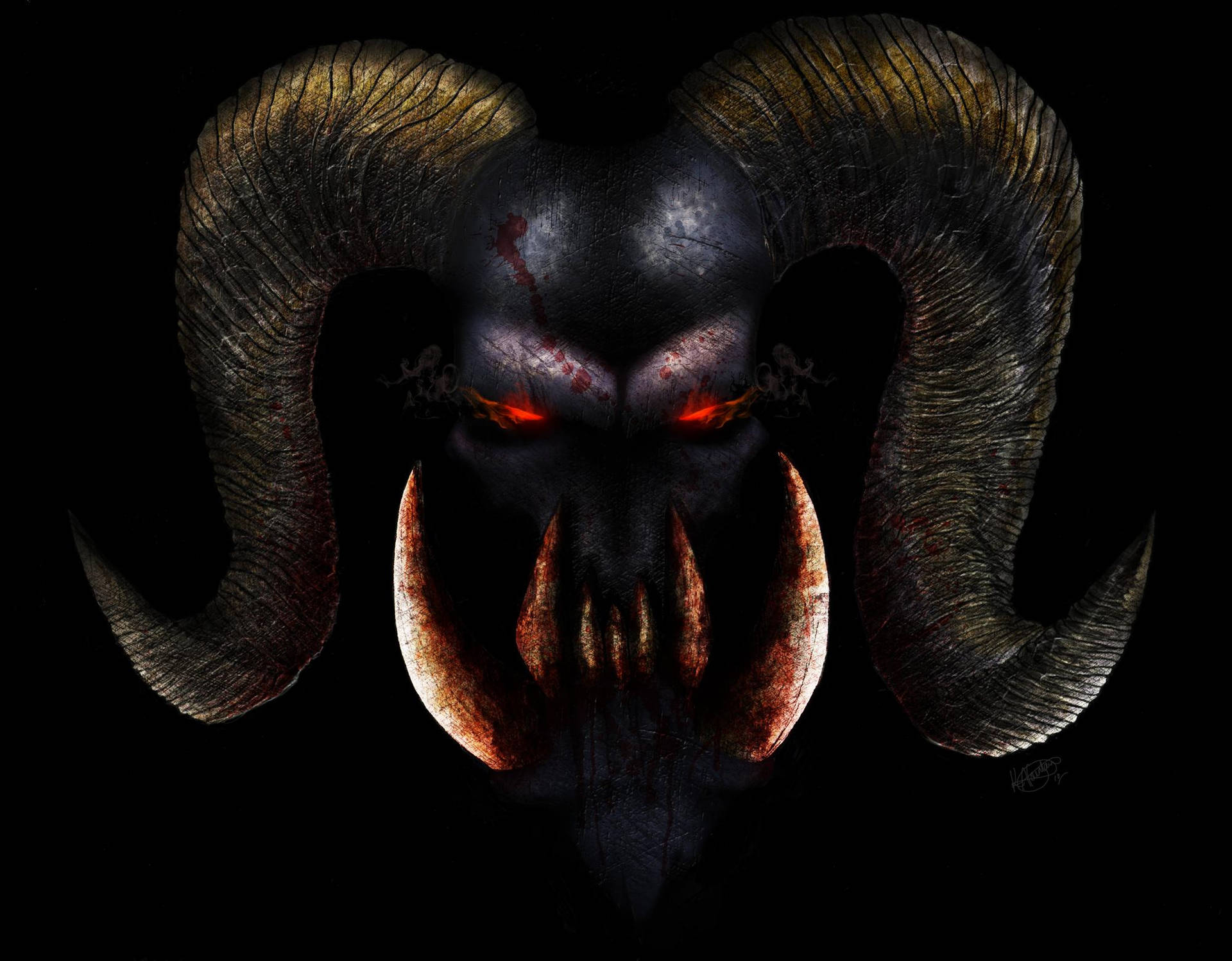 Devil Horns In Monster Face Background