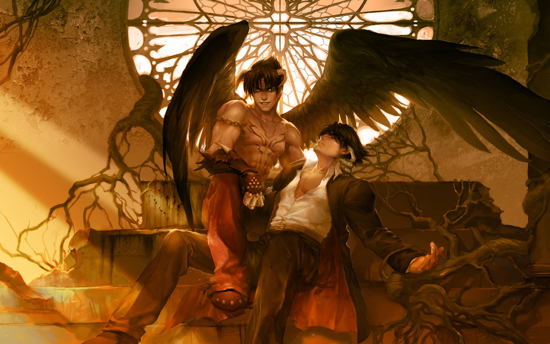 Devil Jin Kazama Cartoon Fan Art Background