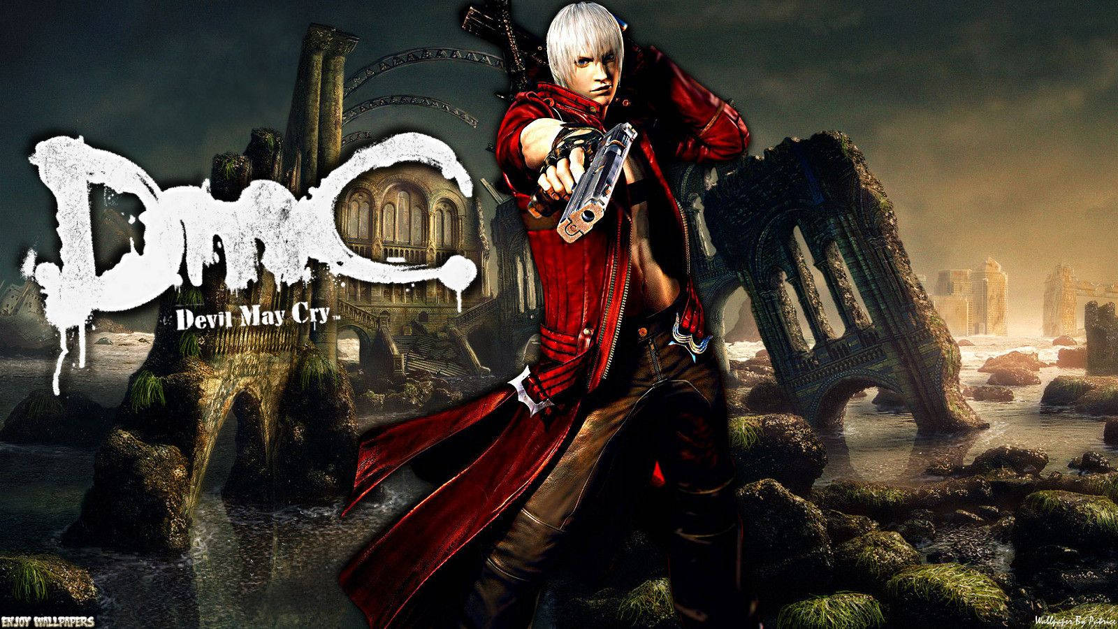 Devil May Cry Dante And Logo Poster Background