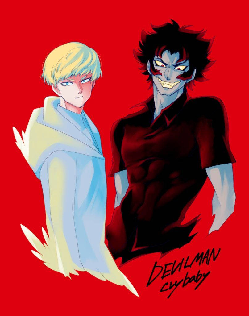 Devilman Crybaby's Powerful Duo, Akira And Ryo On A Run. Background