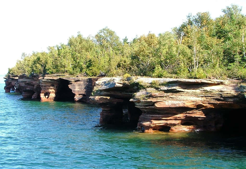 Devils Island Sea Caves Wisconsin Background