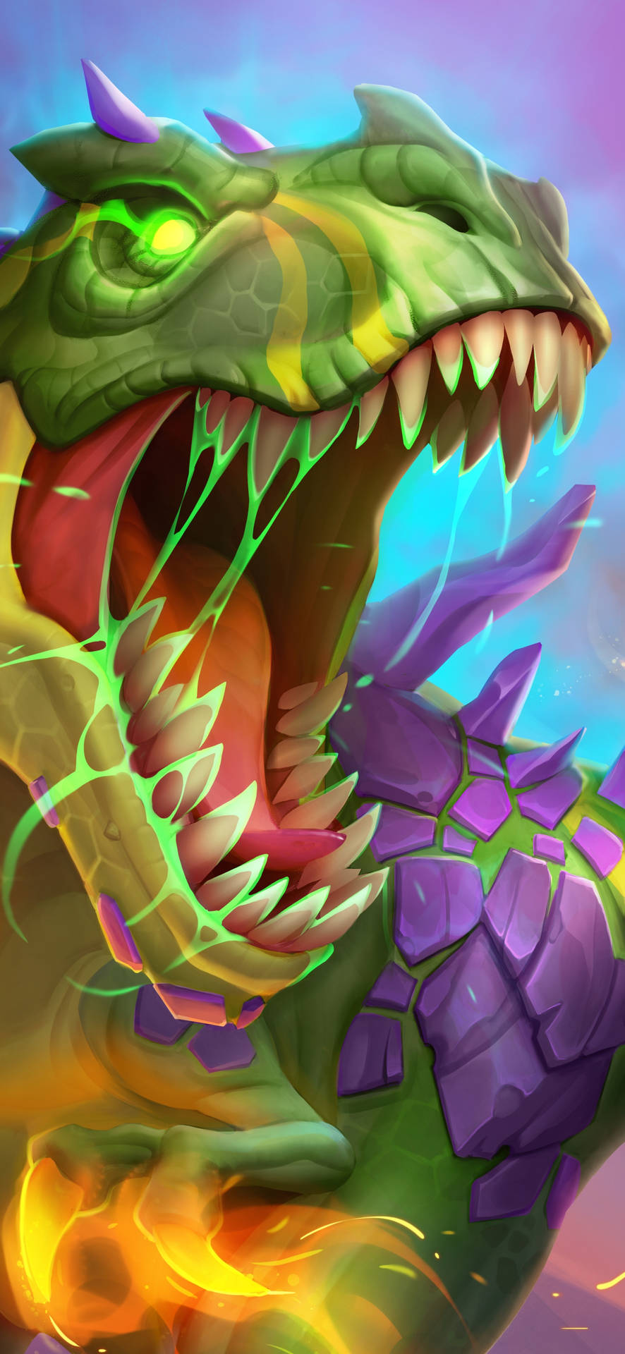 Devilsaur In Action On Hearthstone Mobile Game Background