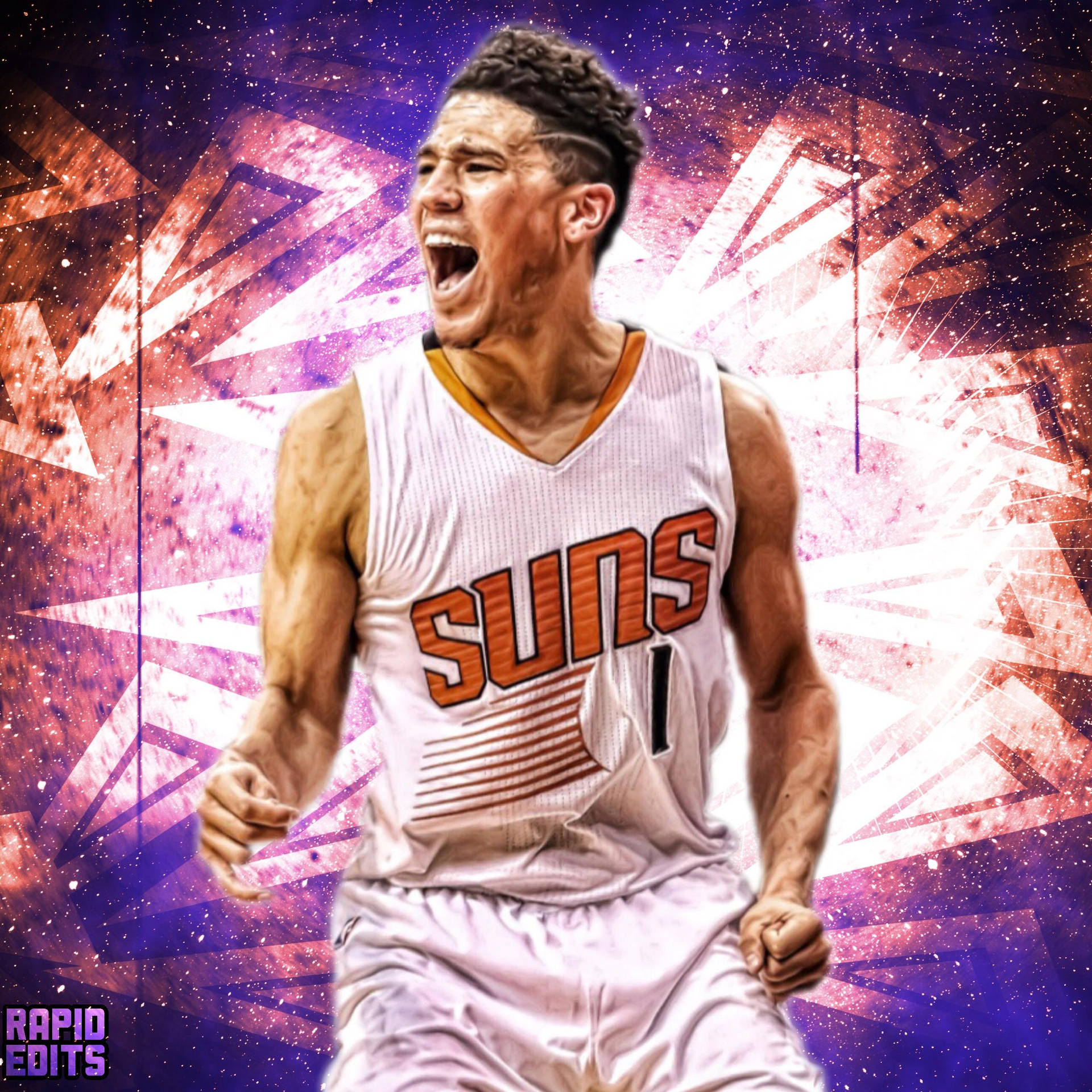 Devin Booker Colorful Poster Background