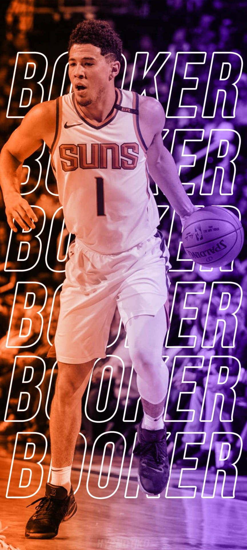 Devin Booker Orange And Purple Poster Background