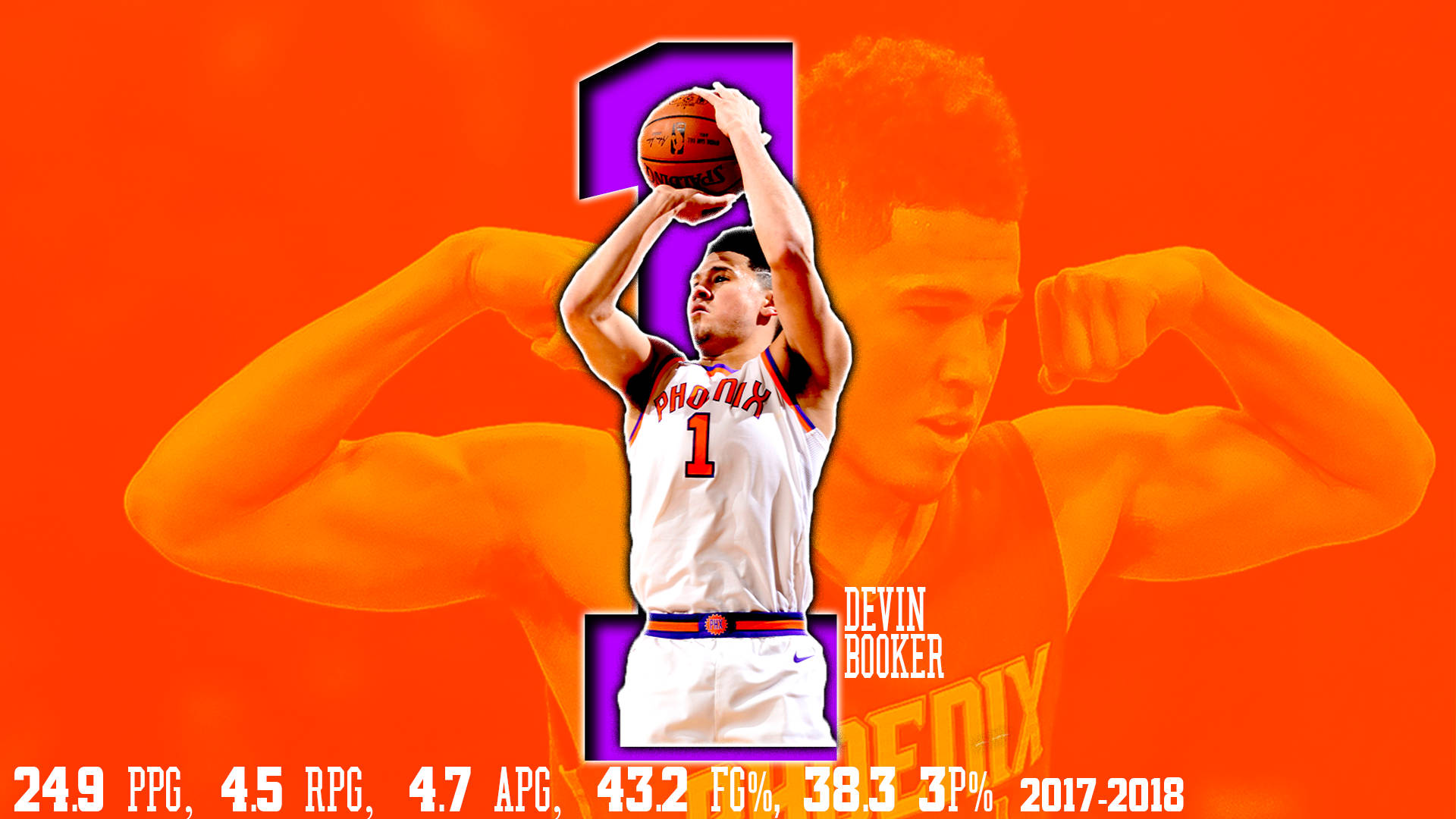 Devin Booker Purple Number One Background