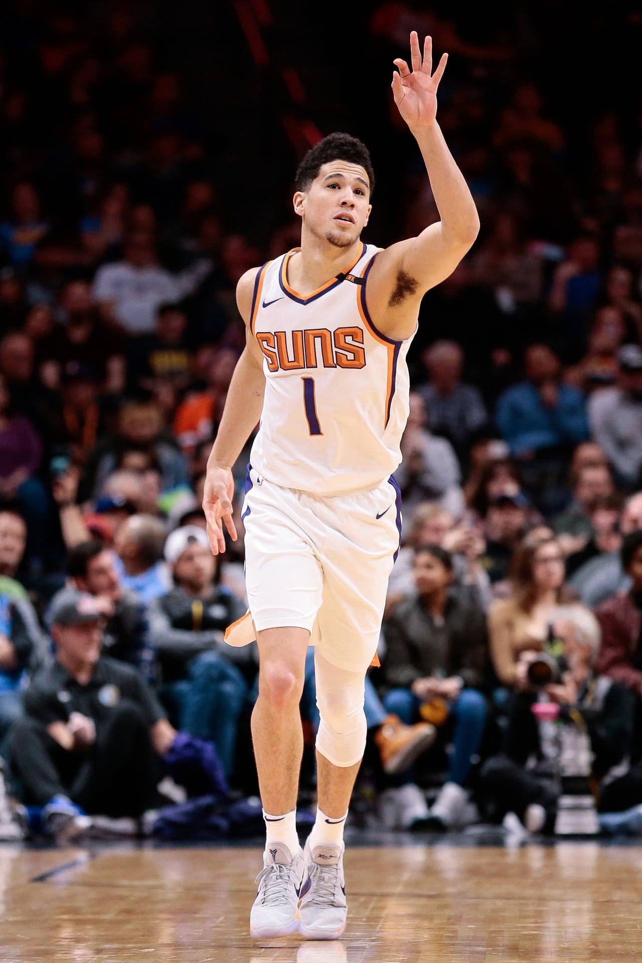 Devin Booker Three-point Sign Background