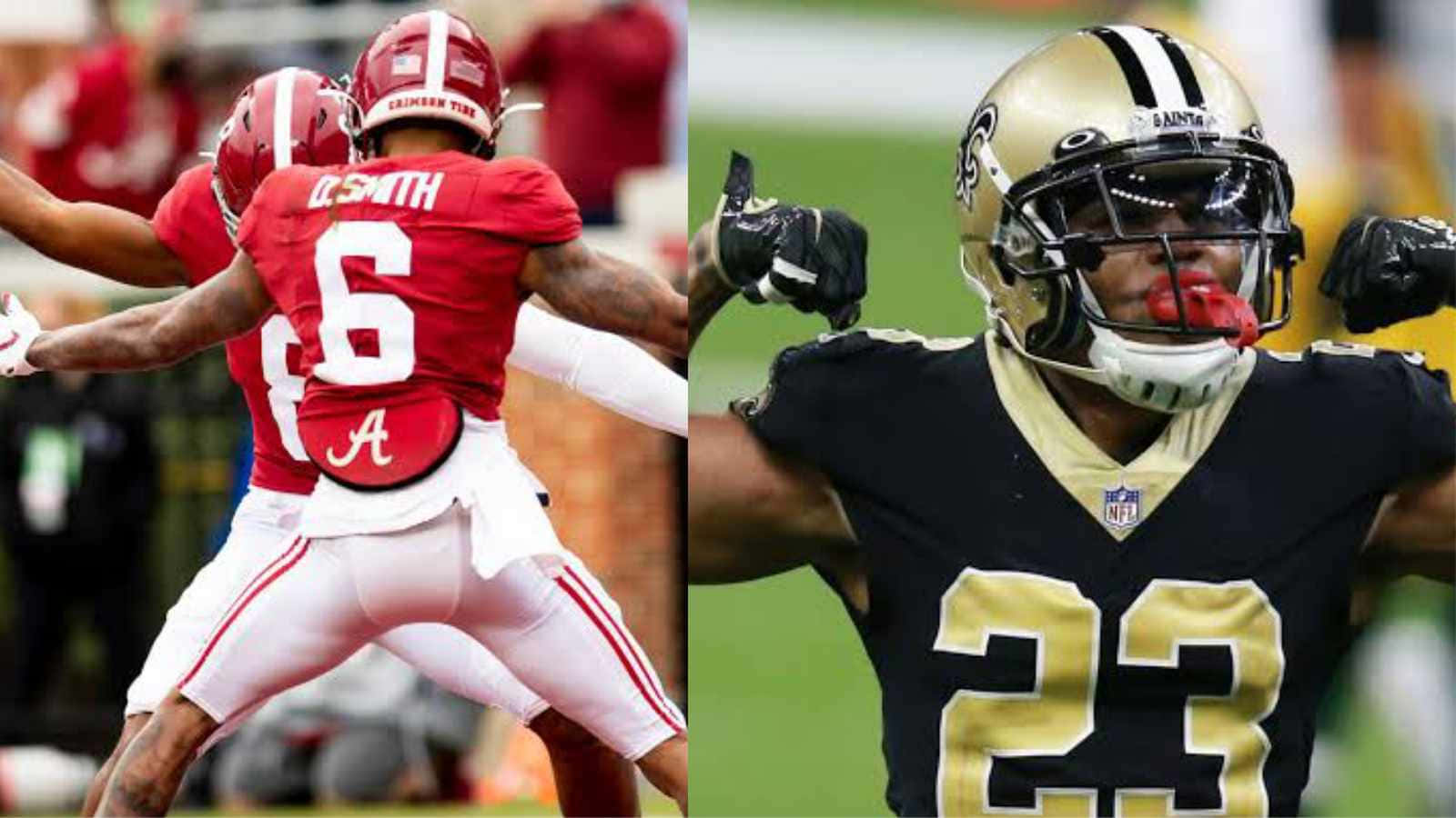 Devonta Smith And Marshon Lattimore Split Background
