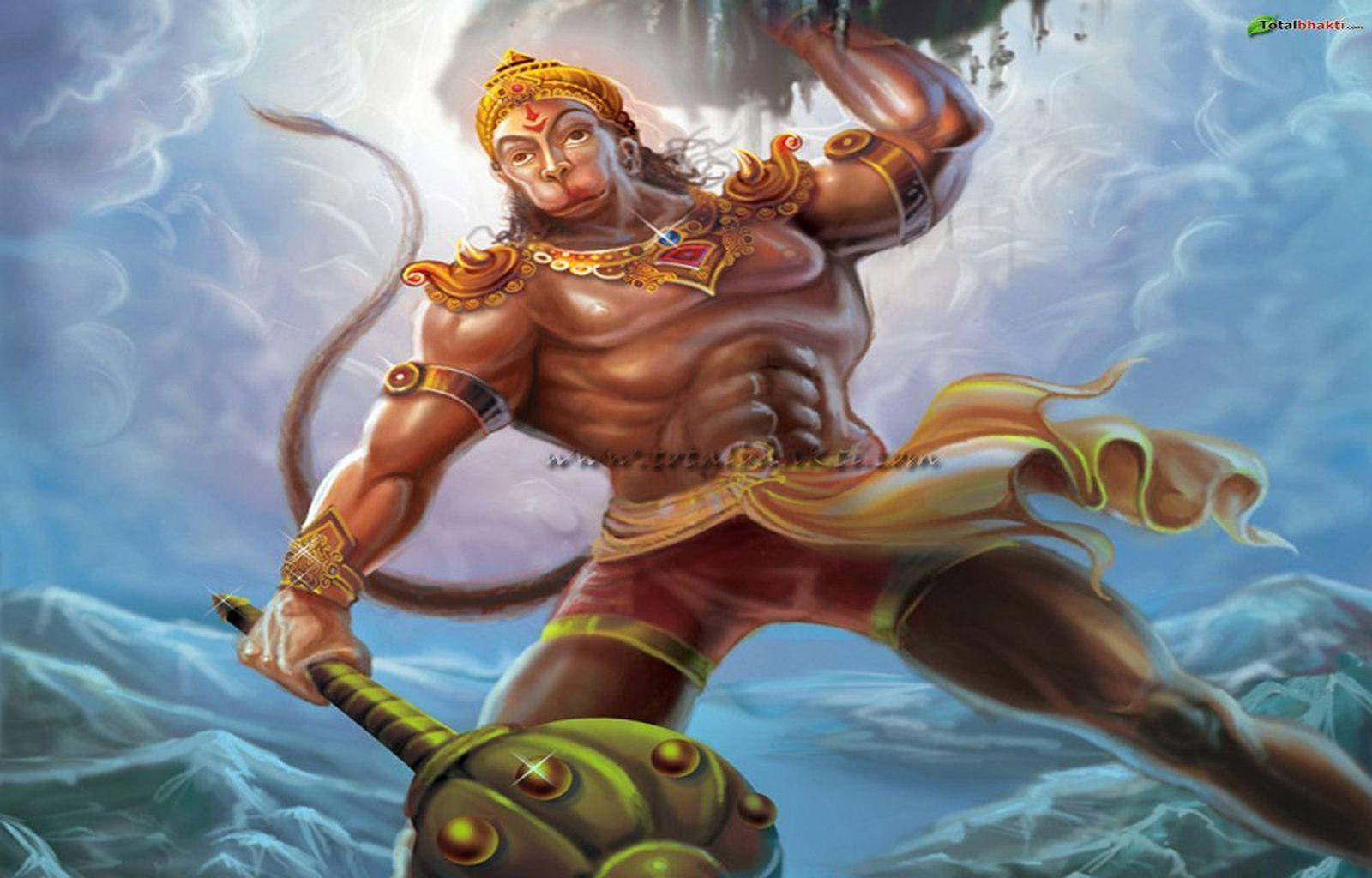 Devotional Glory - The Ripped Hanuman Of Bajrang Dal In High Definition Background
