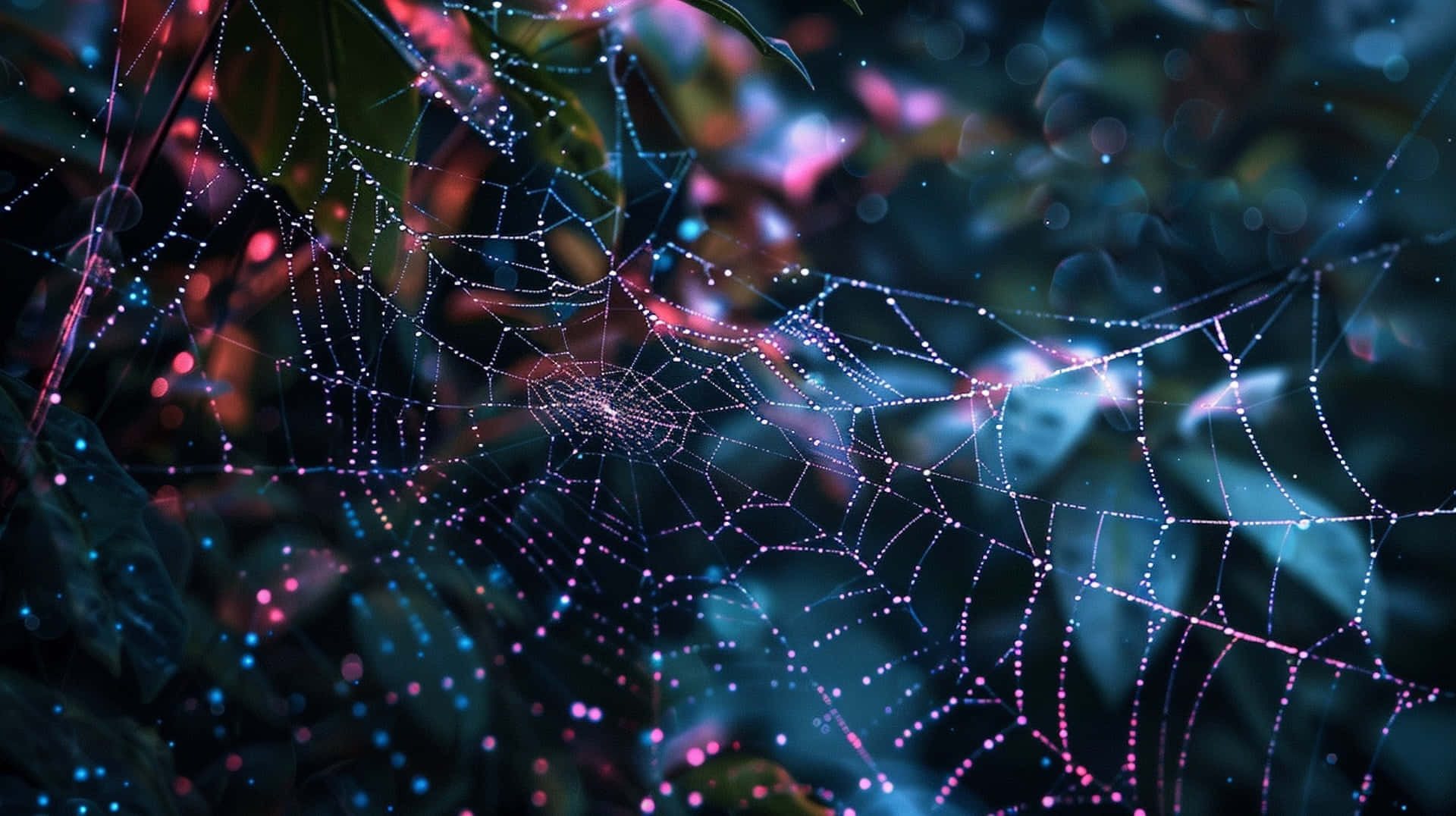 Dew Kissed Spider Web Nature Background Background