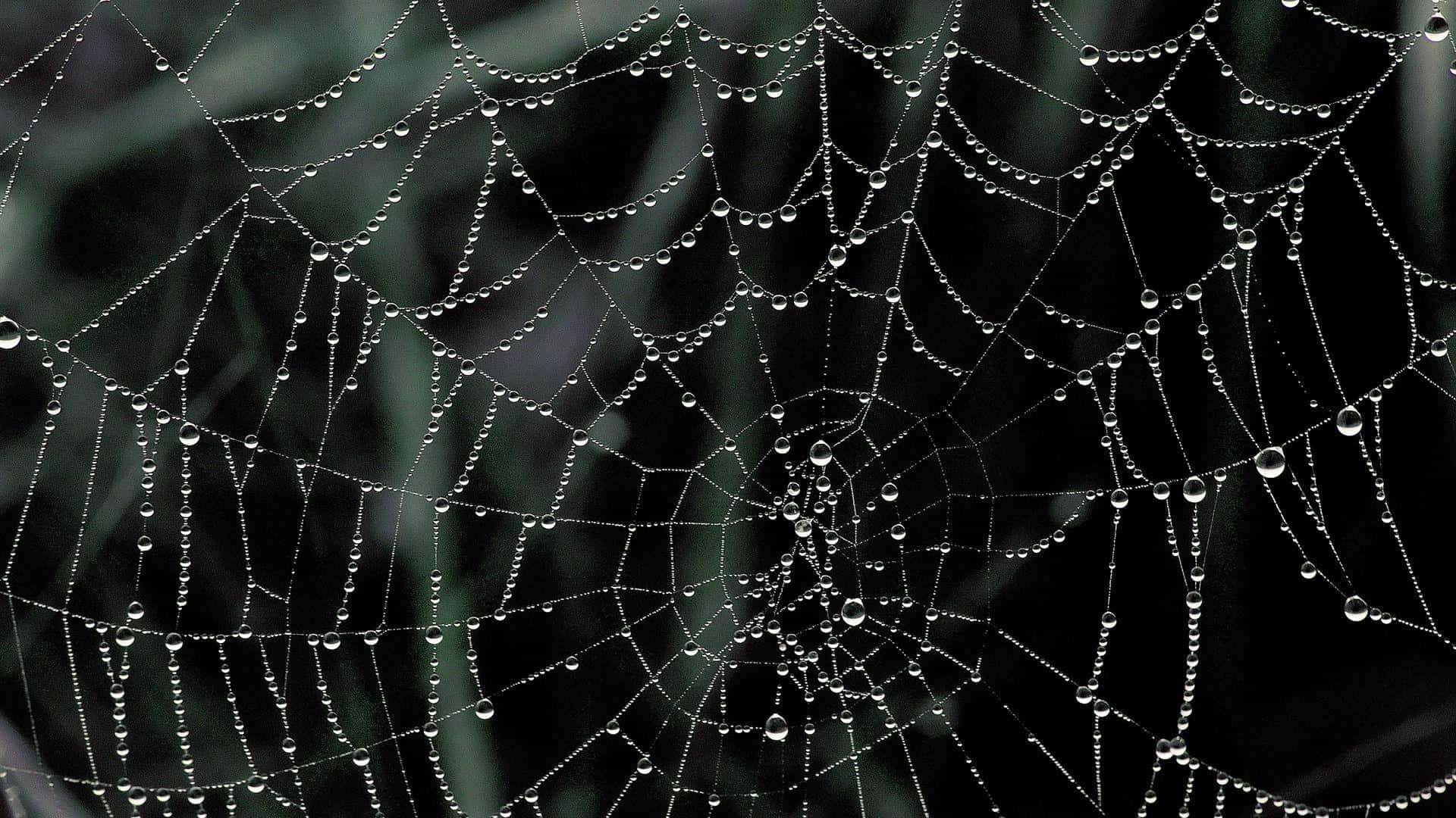 Dewy Spider Web Morning Background