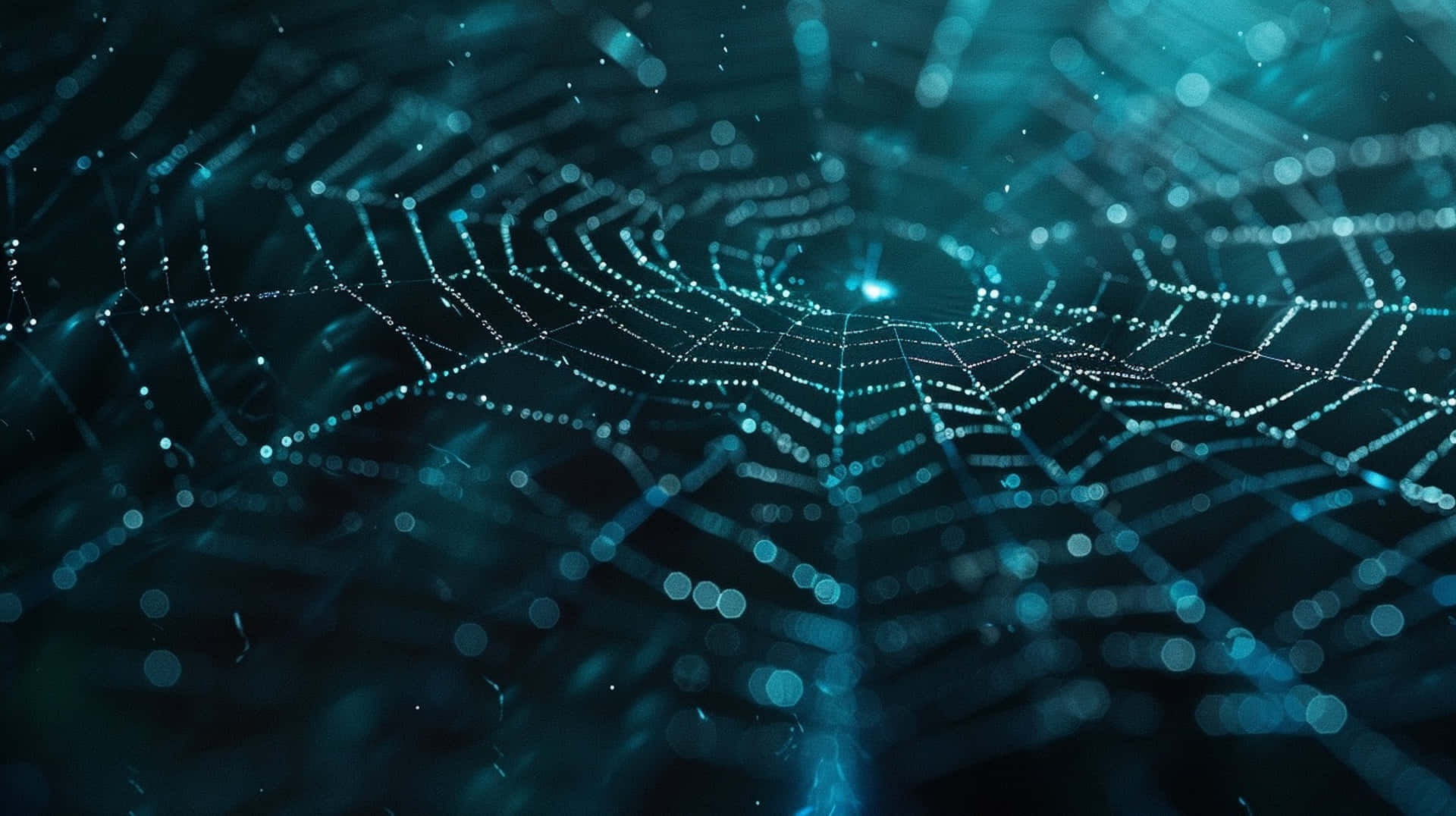 Dewy Spider Web Nighttime Background
