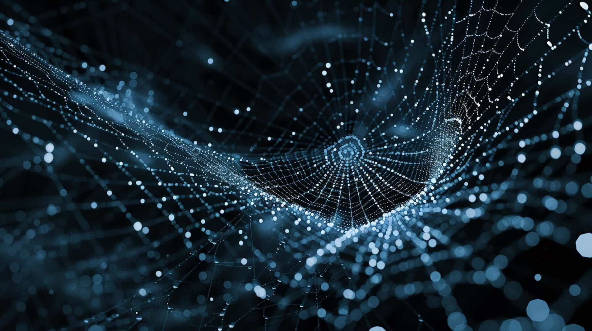 Dewy Spider Web Nighttime Background