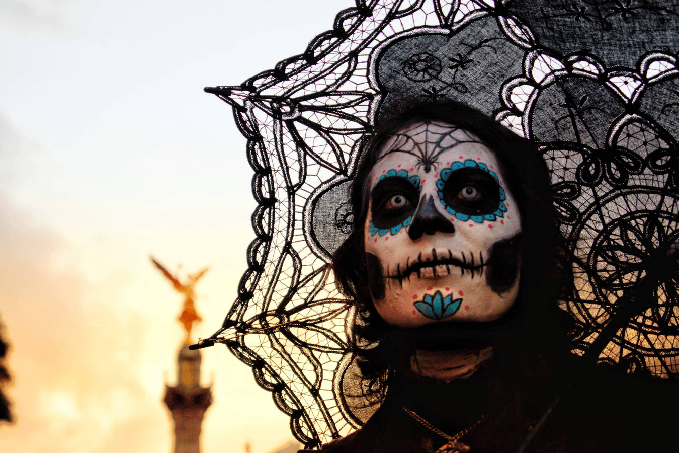 Dia De Los Muertos Cosplayer Costume Umbrella Background