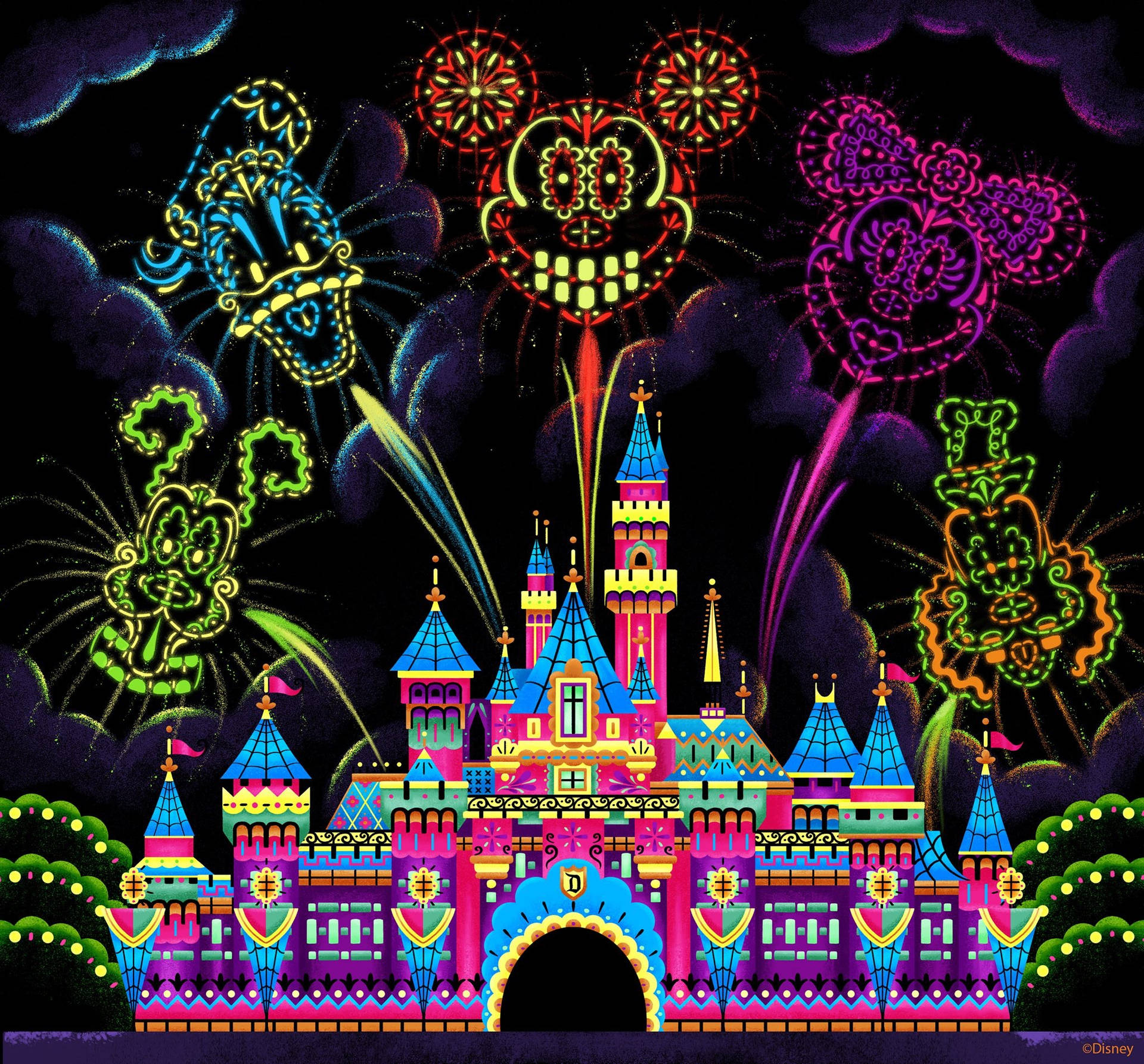 Dia De Los Muertos Disney Characters Background