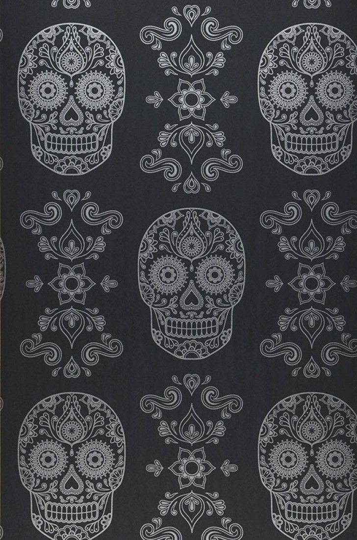 Dia De Los Muertos Monochrome Patterns And Skulls Background