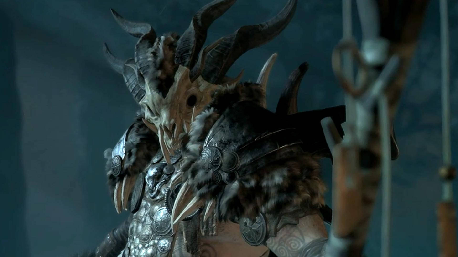 Diablo 4 Druid With Goat Mask Background