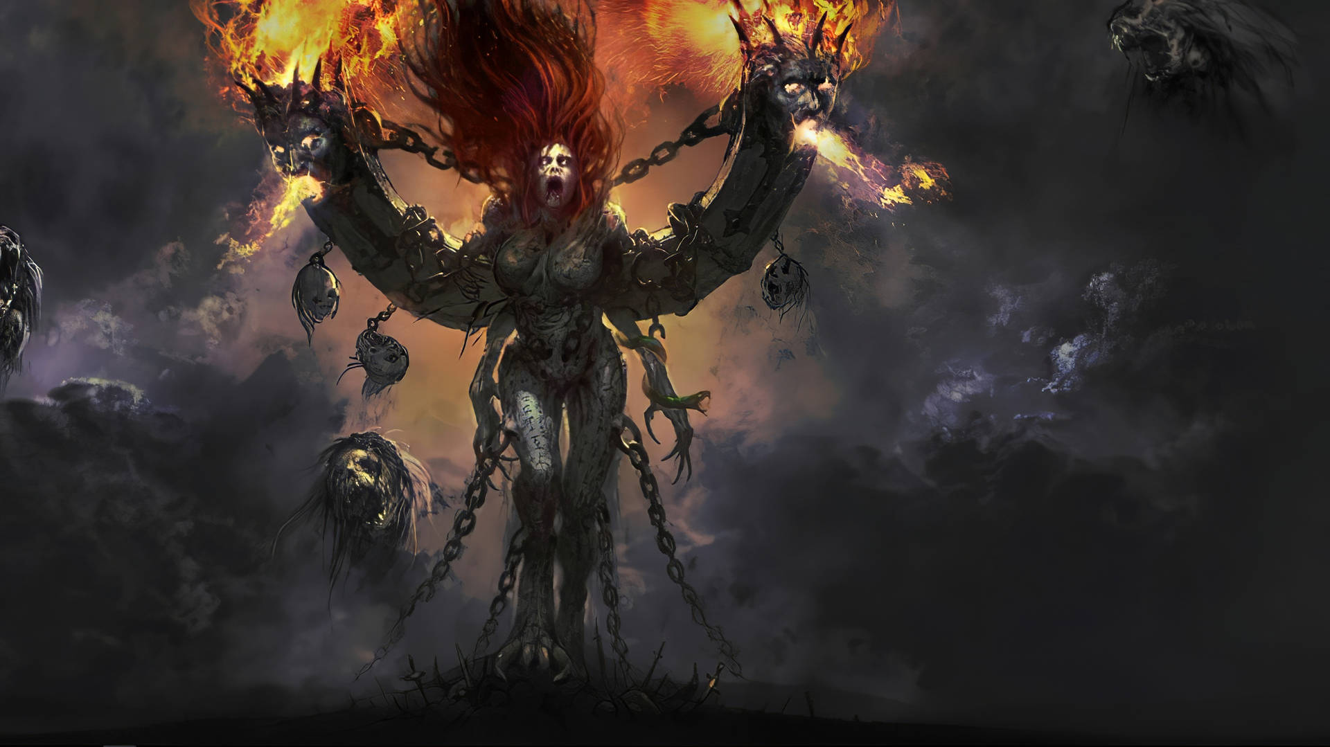 Diablo 4 Monster With Fire Background