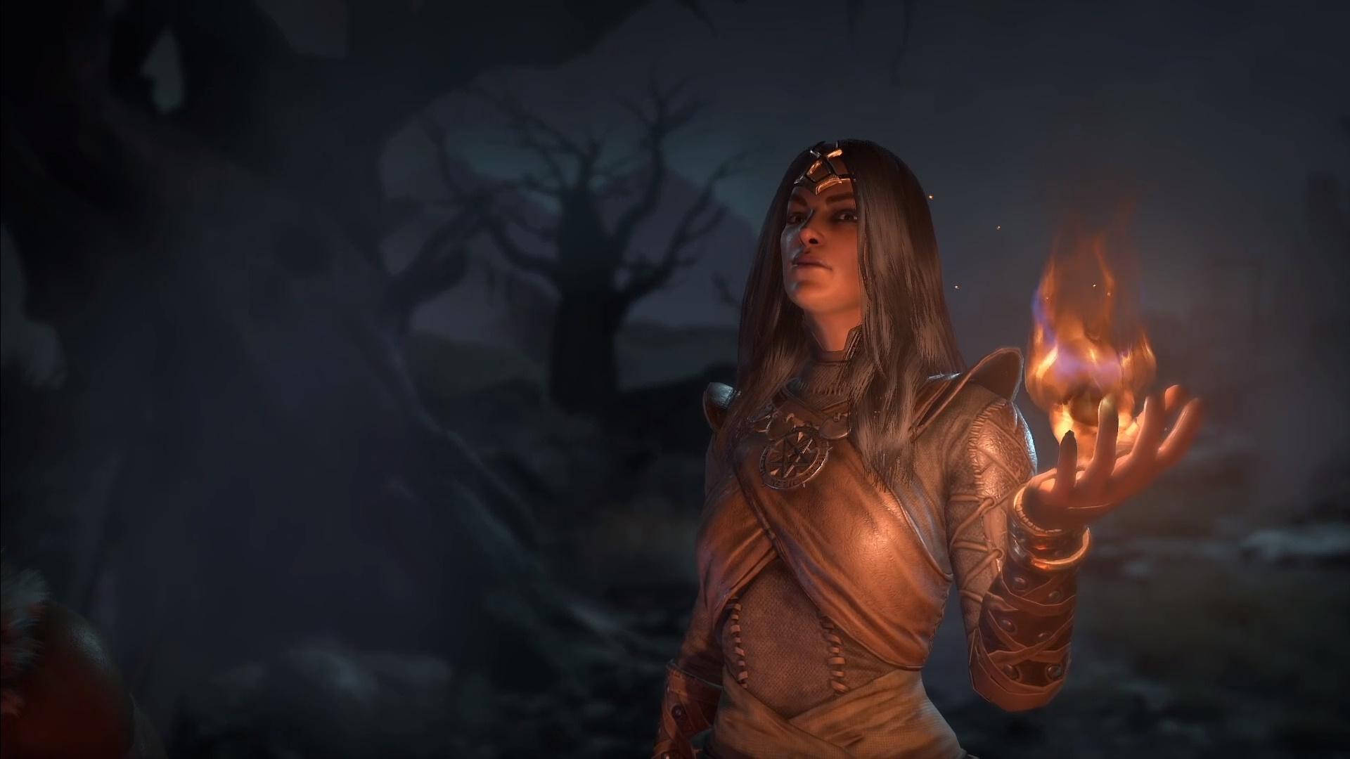Diablo 4 Sorceress Magic Fire Background