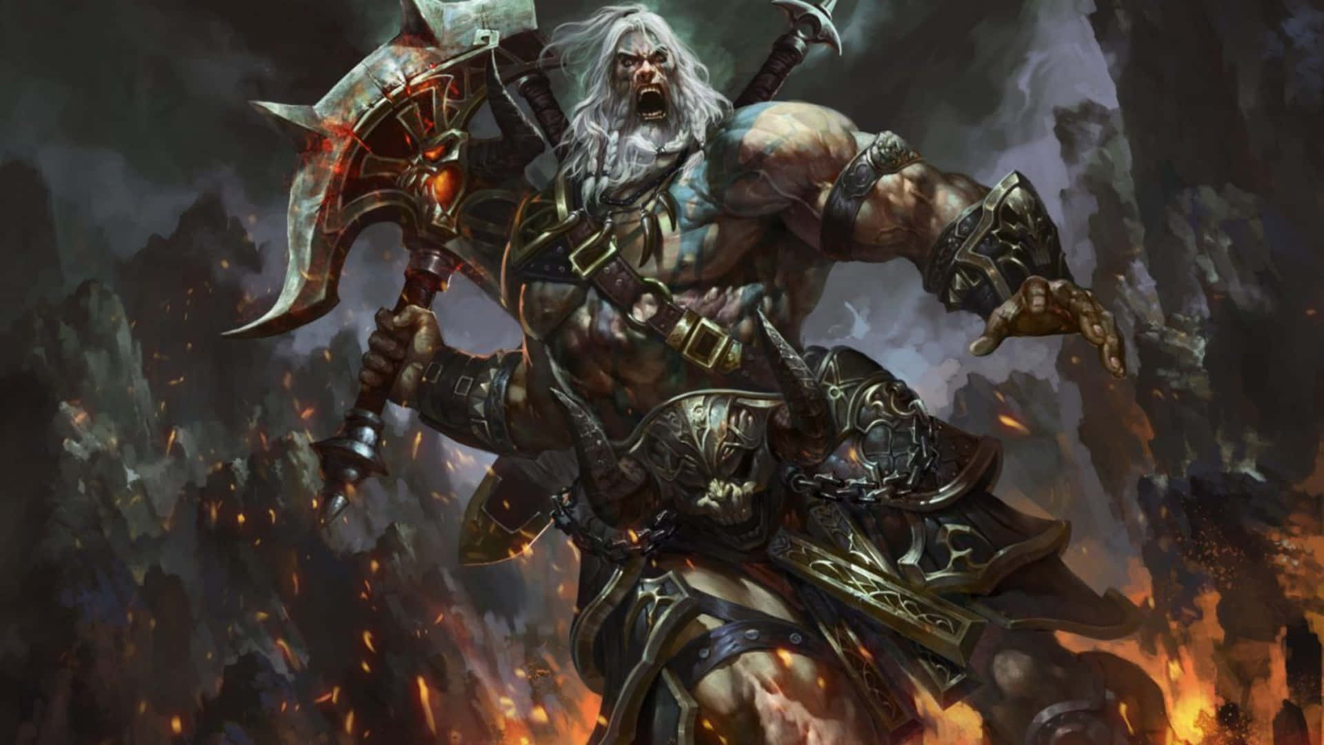 Diablo 4k Male Barbarian Class Background