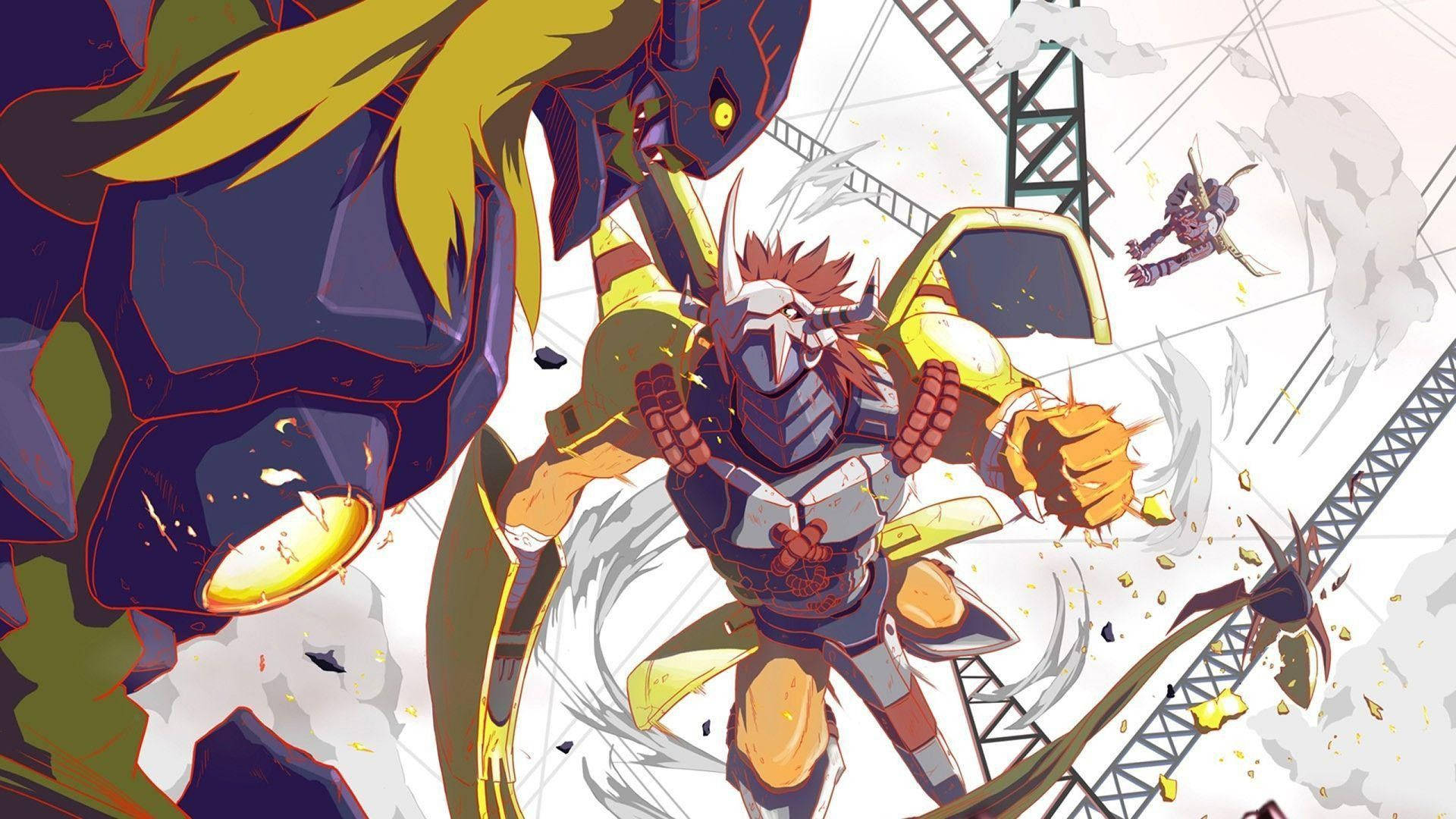 Diaboromon Wargreymon Fight Digimon Background