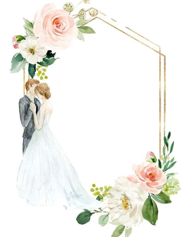 Diagonal Floral Frame Wedding Background