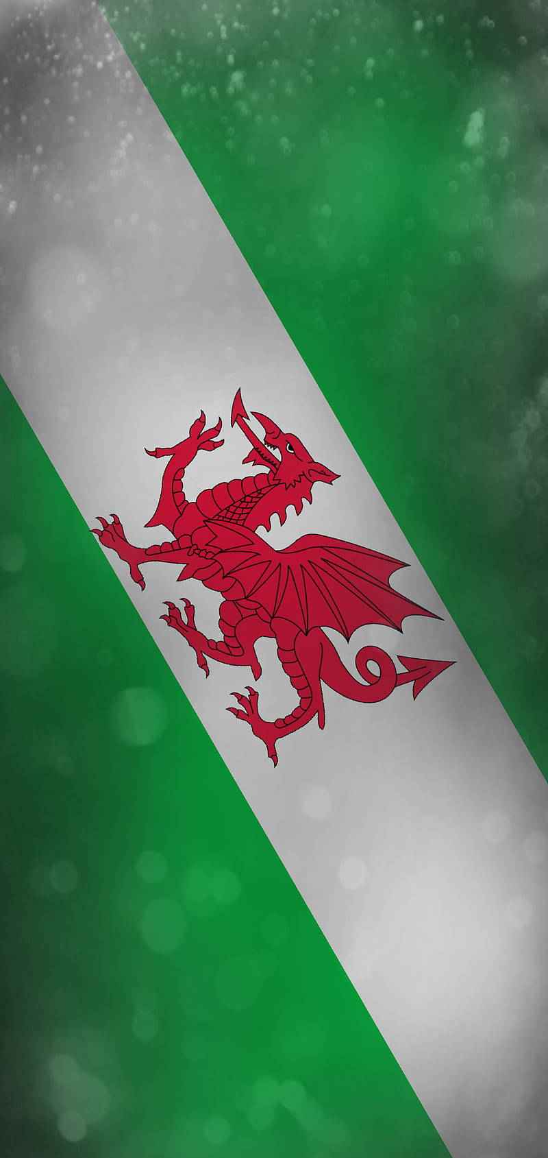 Diagonal Portrait Wales National Football Team Flag Background