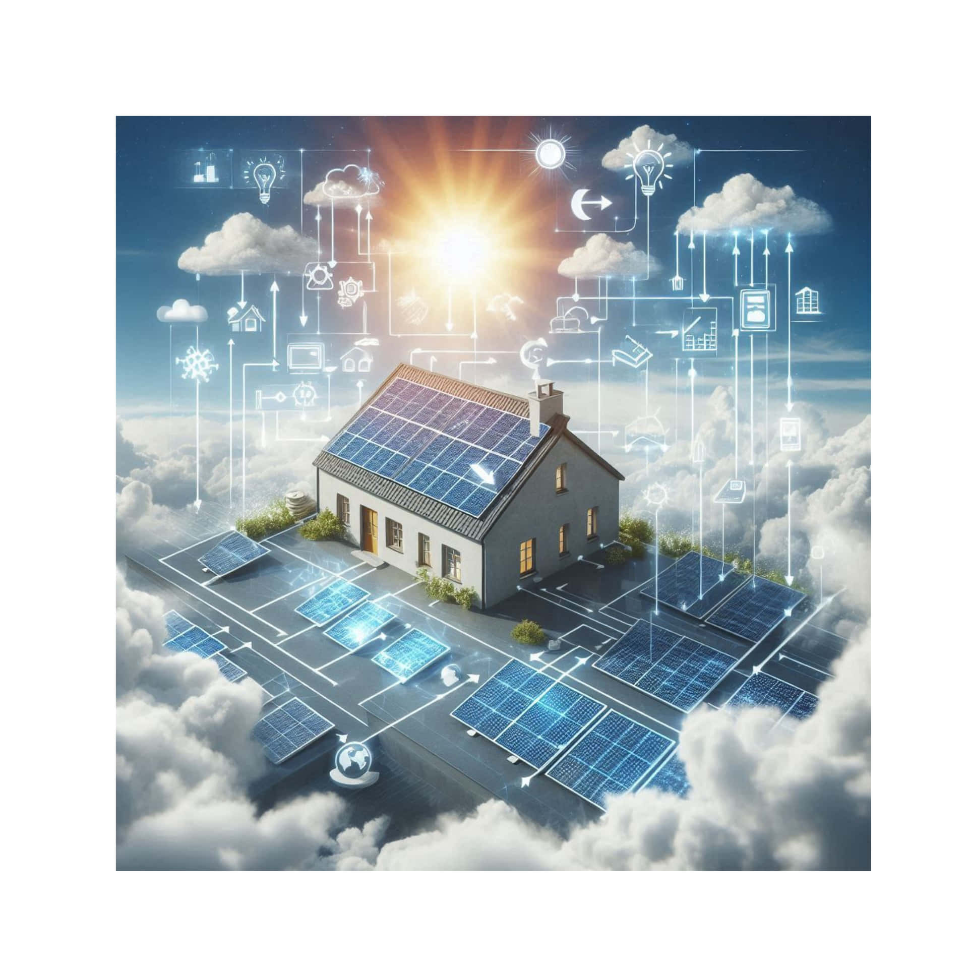 Diagrammatic Solar Power Drawing Background