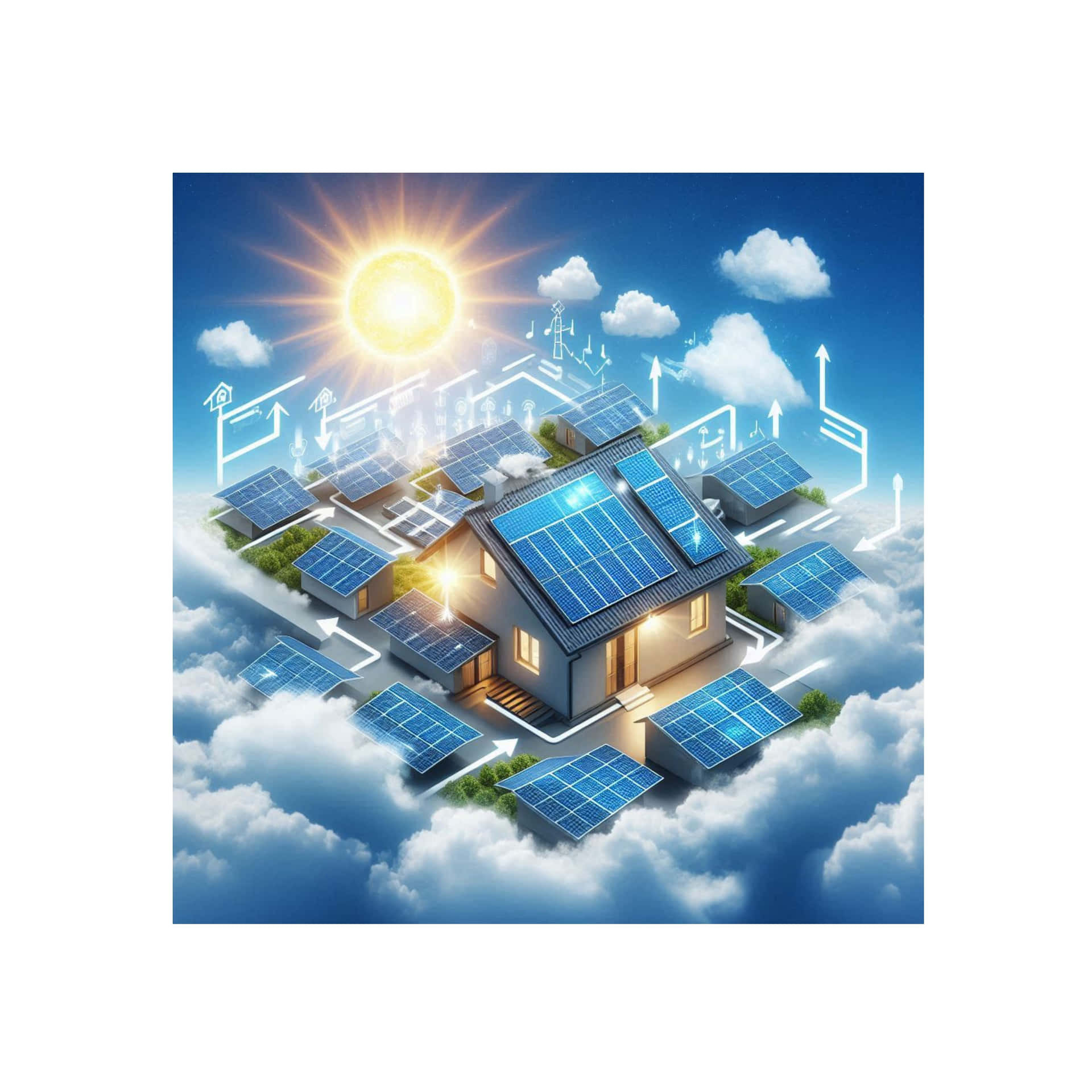 Diagrammatic Solar Power Drawing Background