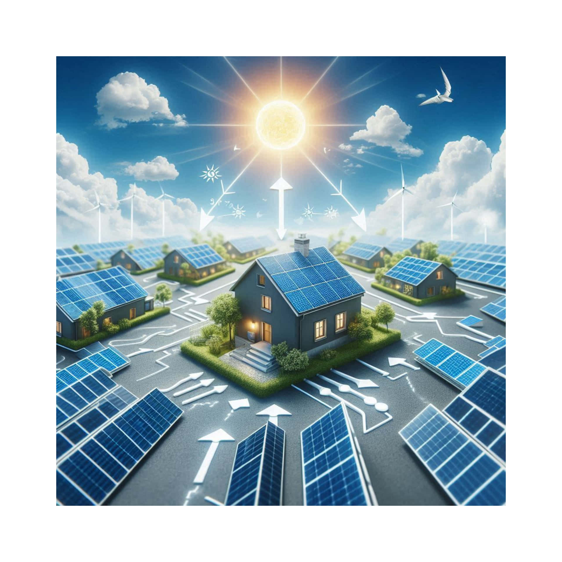Diagrammatic Solar Power Drawing Background
