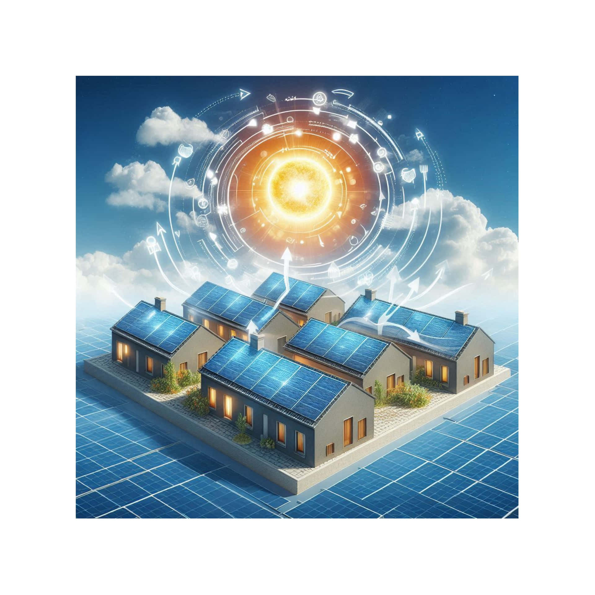 Diagrammatic Solar Power Drawing Background