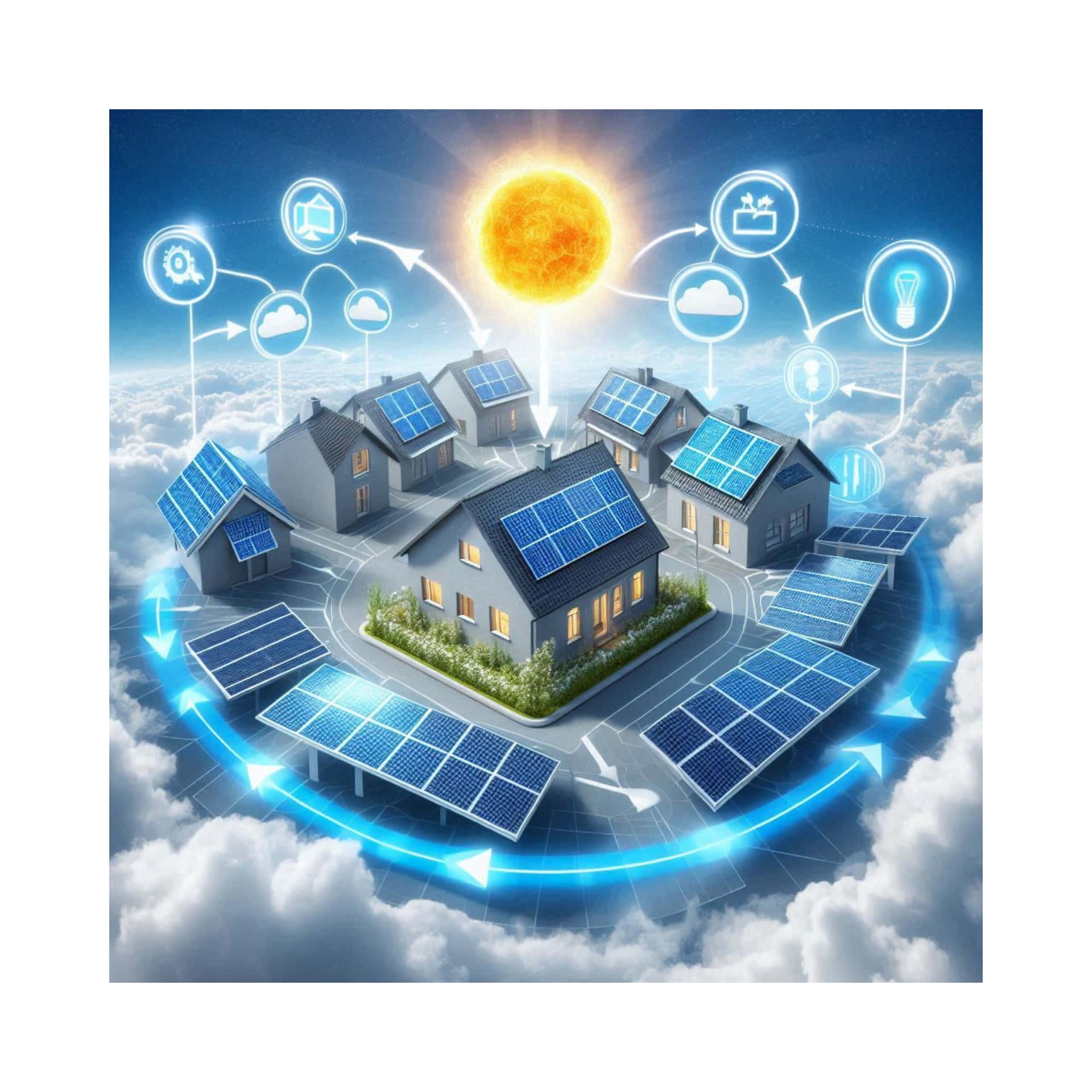 Diagrammatic Solar Power Drawing Background