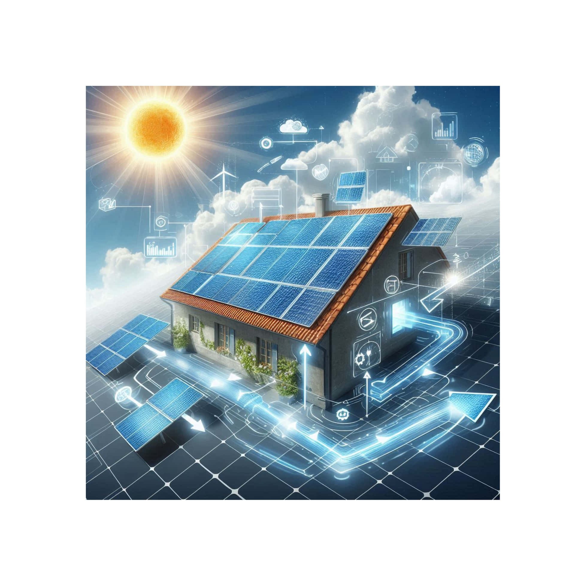 Diagrammatic Solar Power Drawing Background